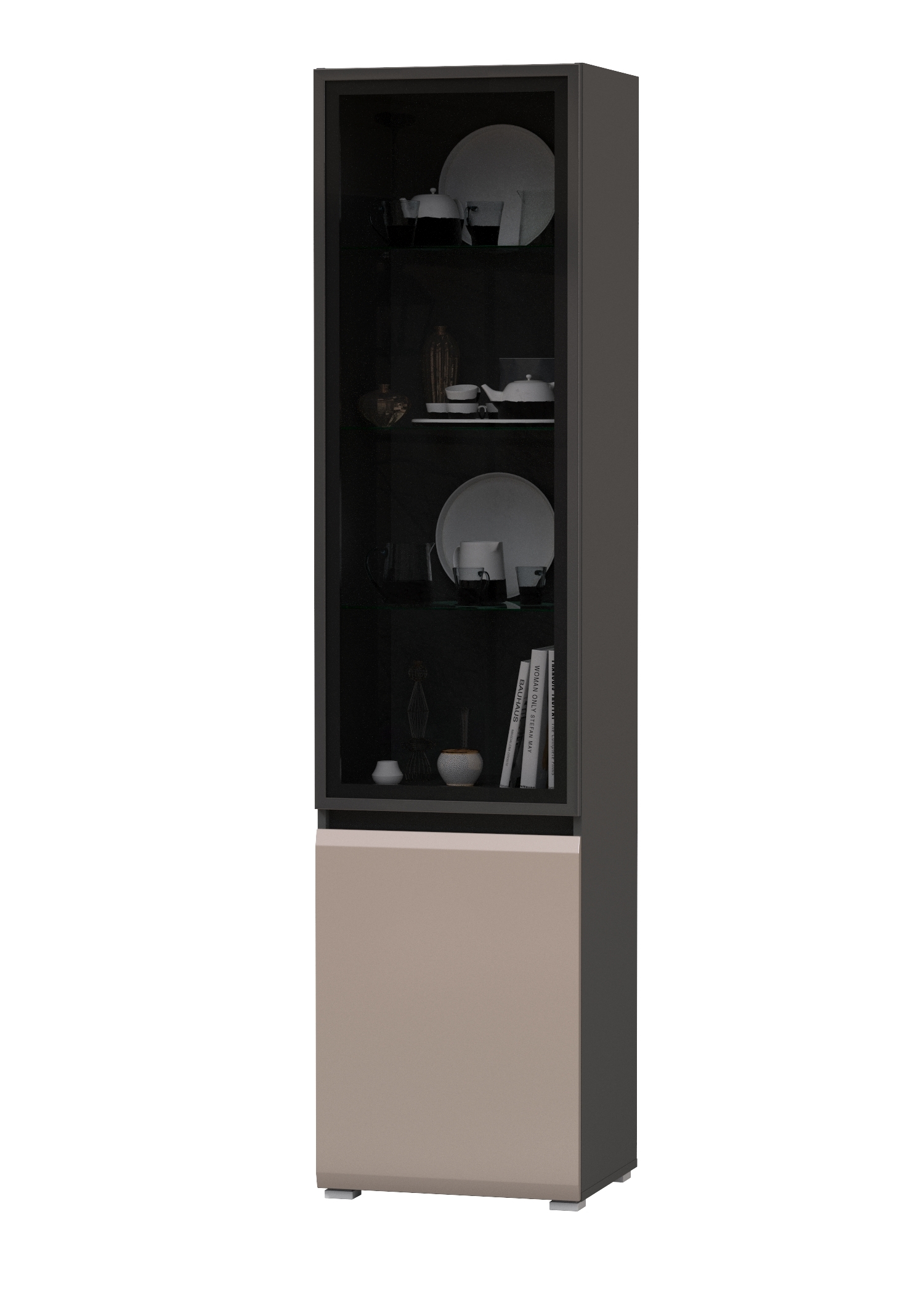 Изображение товара Шкаф-витрина MOBI Сидней 13.201 антрацит/МДФ веллюто капучино