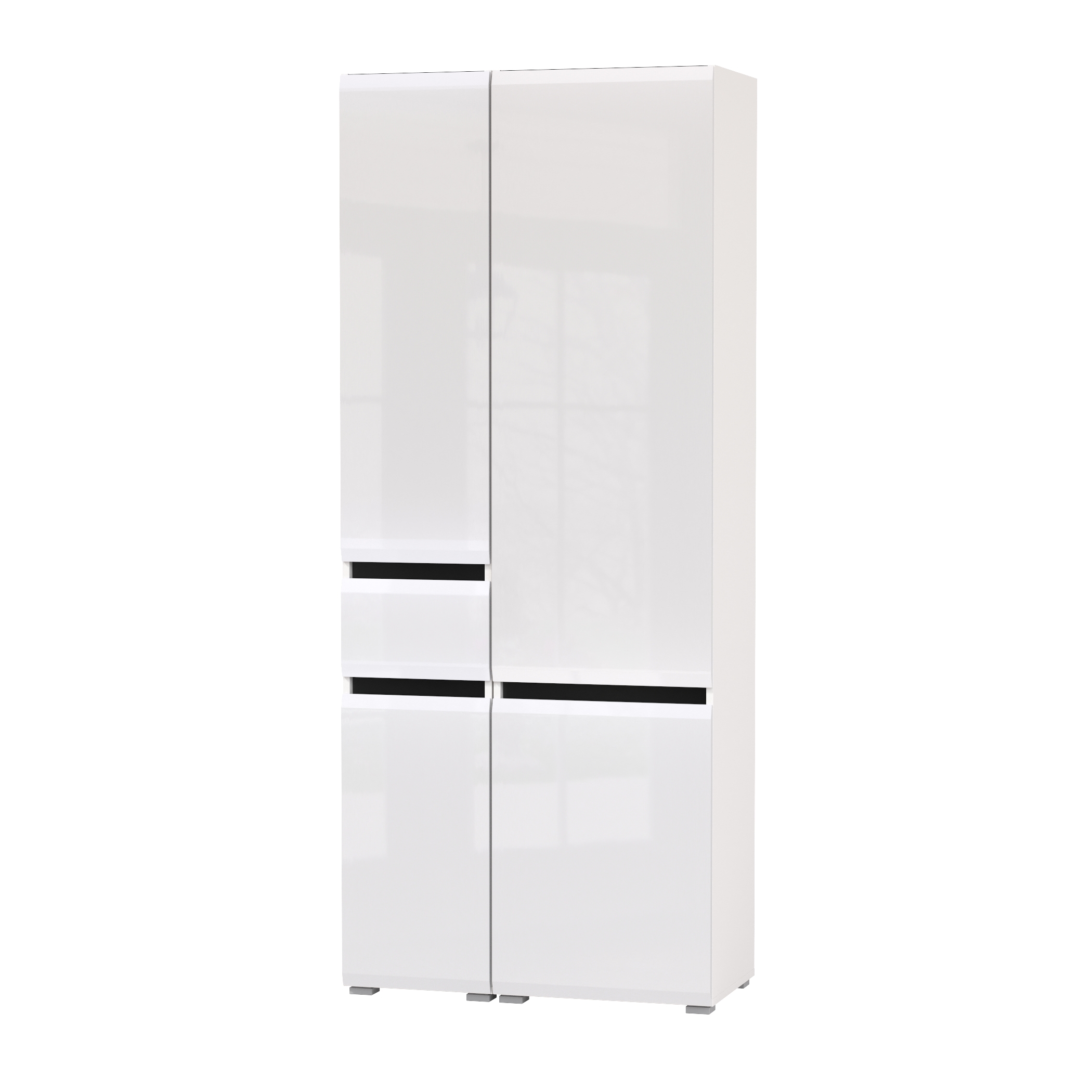 Изображение товара Шкаф распашной Mobi Сидней с 4 дверями 85x205.2x41.3 см ЛДСП цвет белый/чёрный/белый глянец