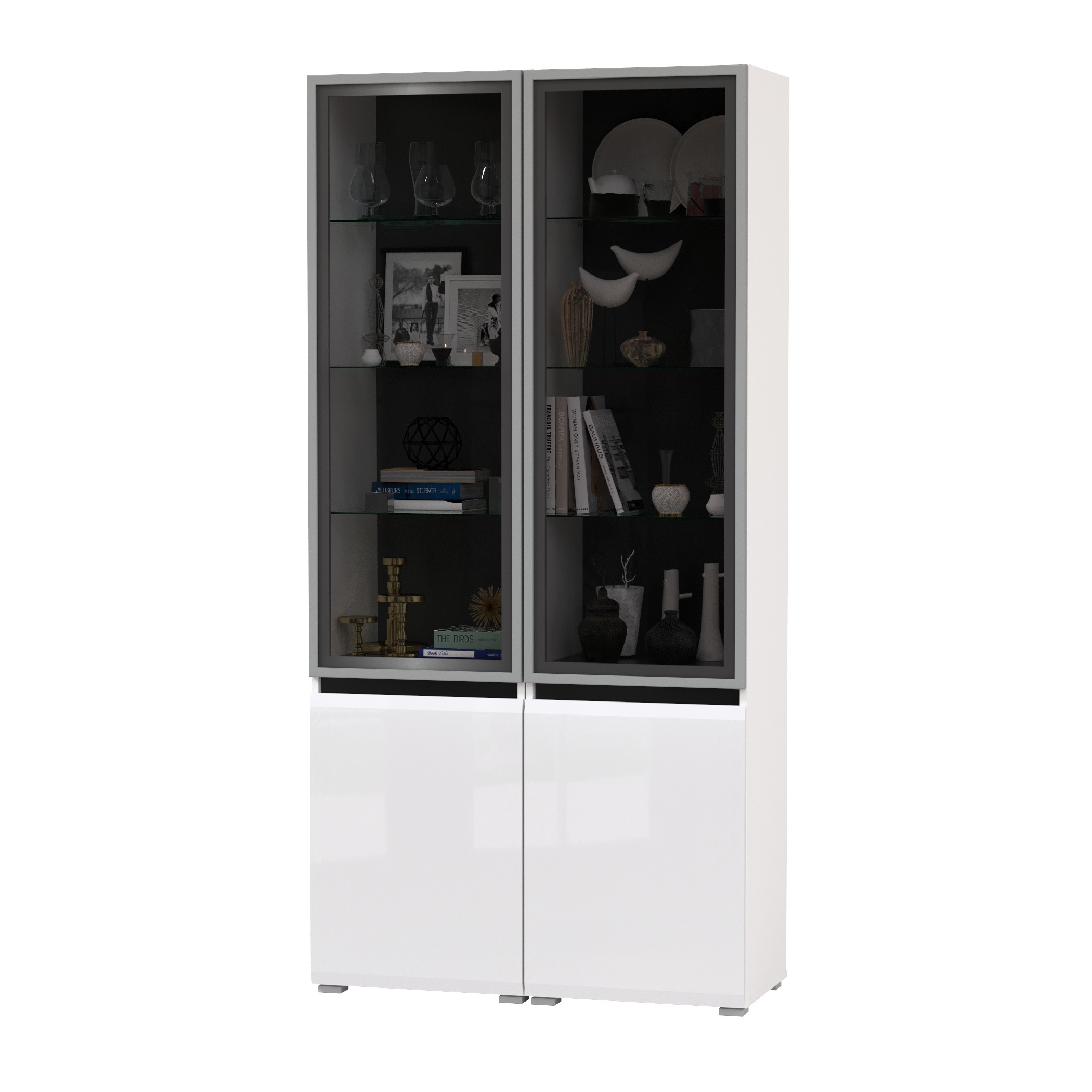 Изображение товара Шкаф распашной Mobi Сидней с 4 дверями 100x205.2x41.3 см ЛДСП цвет белый/чёрный/белый глянец