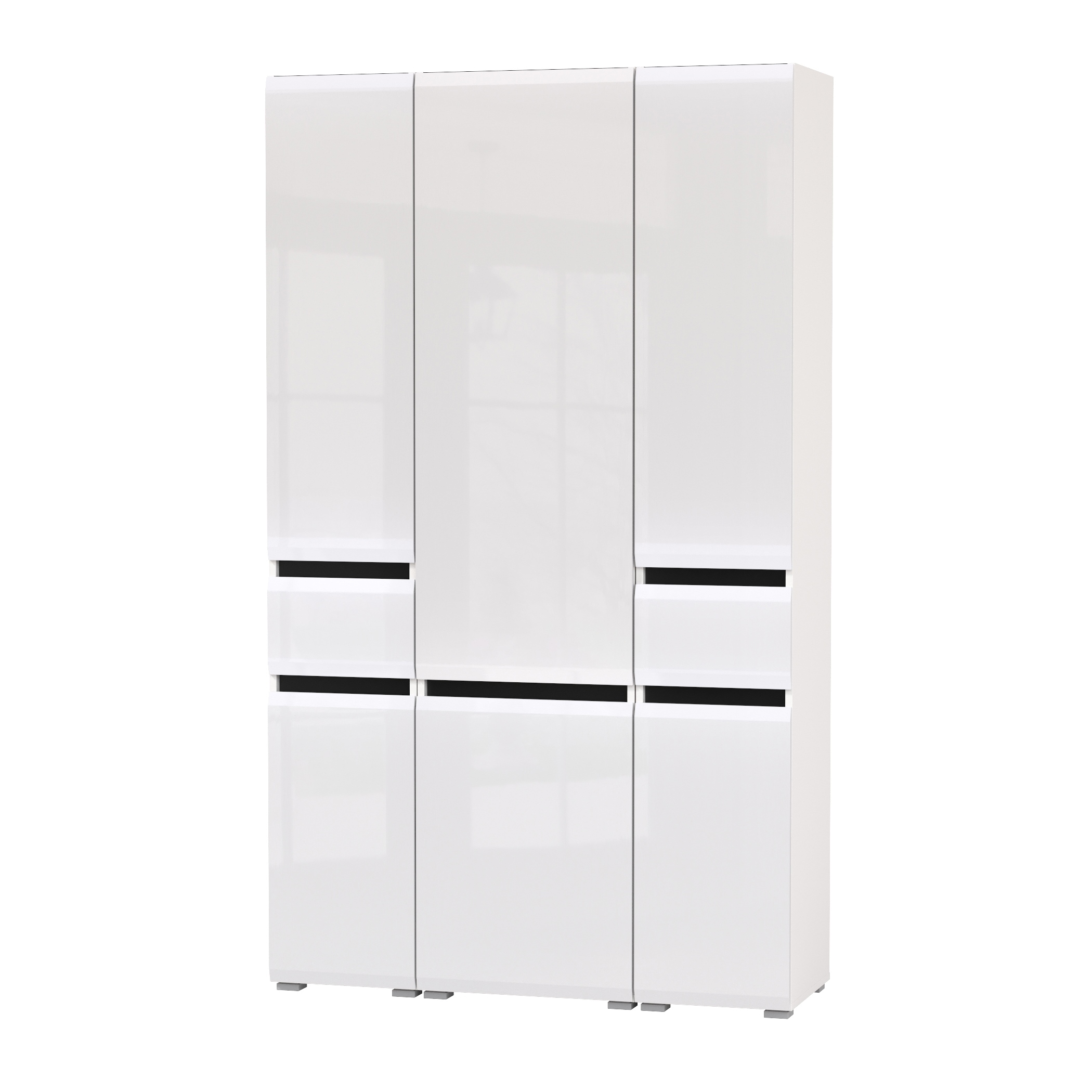 Изображение товара Набор распашных шкафов Mobi Сидней 6 дверей 120x205.2x41.3 см ЛДСП цвет белый/черный/белый глянец 1028537K