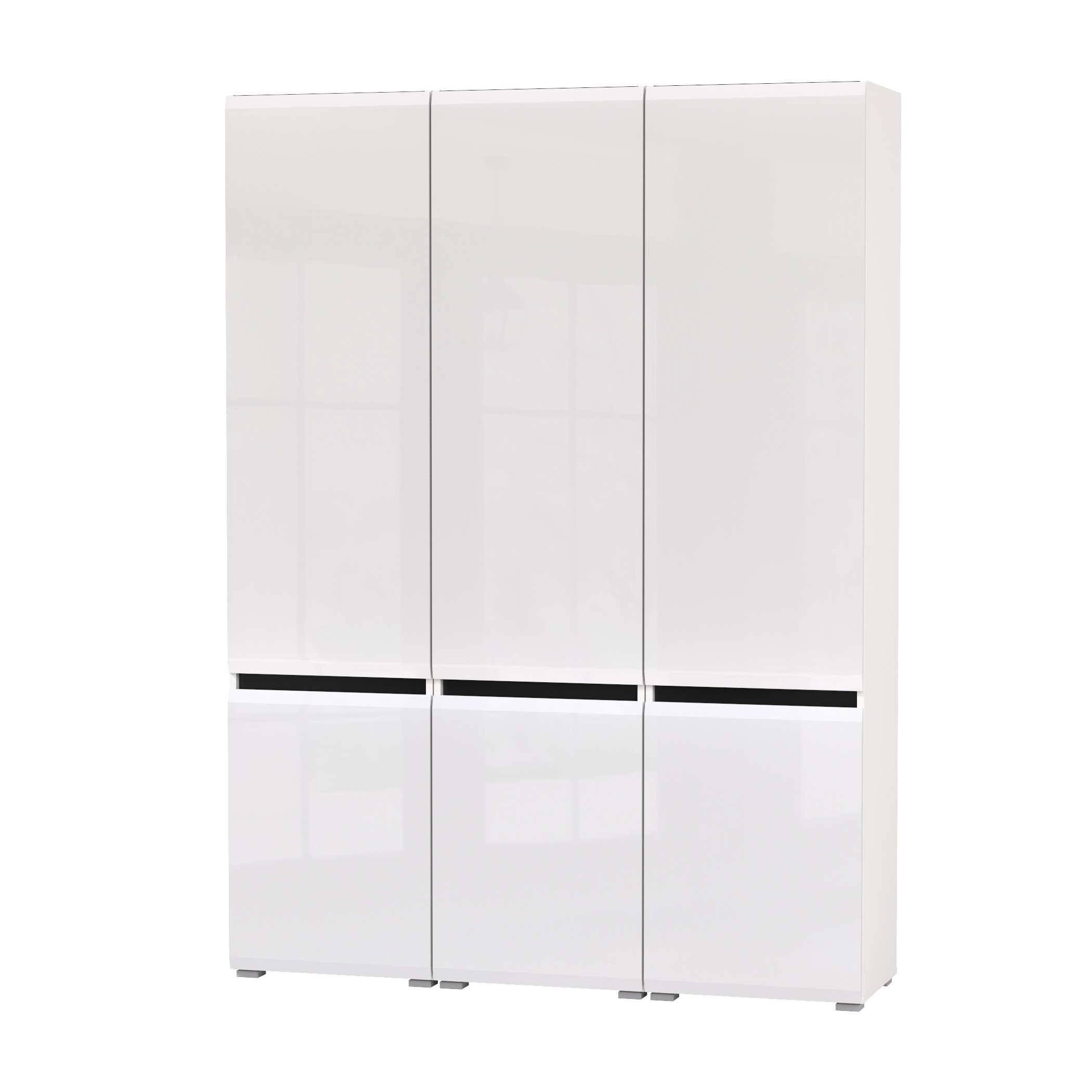 Изображение товара Набор распашных шкафов Mobi Сидней 6 дверей 150x205.2x41.3 см ЛДСП цвет белый/черный/белый глянец 1028531K