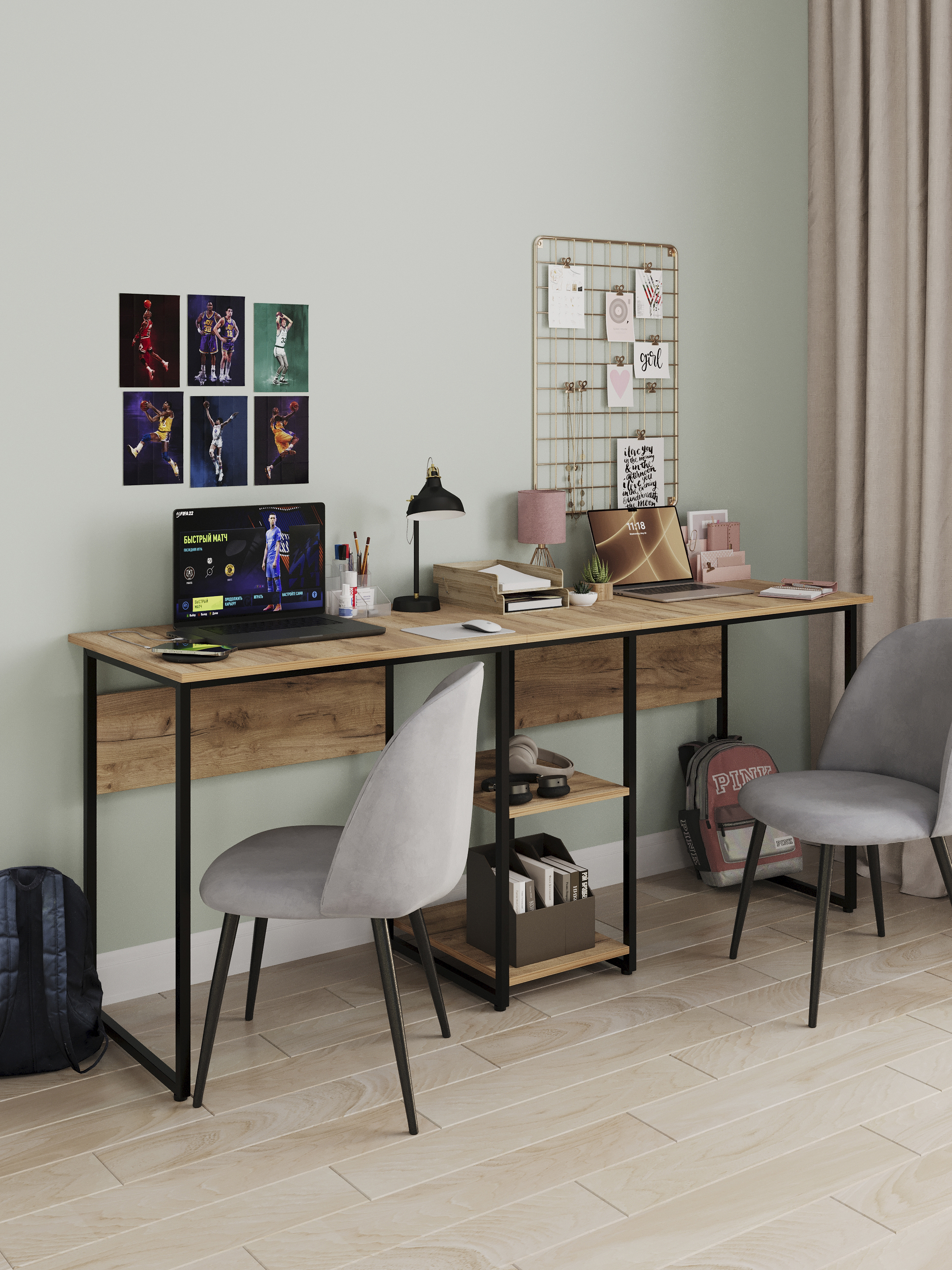 Изображение товара Стол письменный Letta Гамма 179x76x53 см ЛДСП цвет дуб крафт золотой