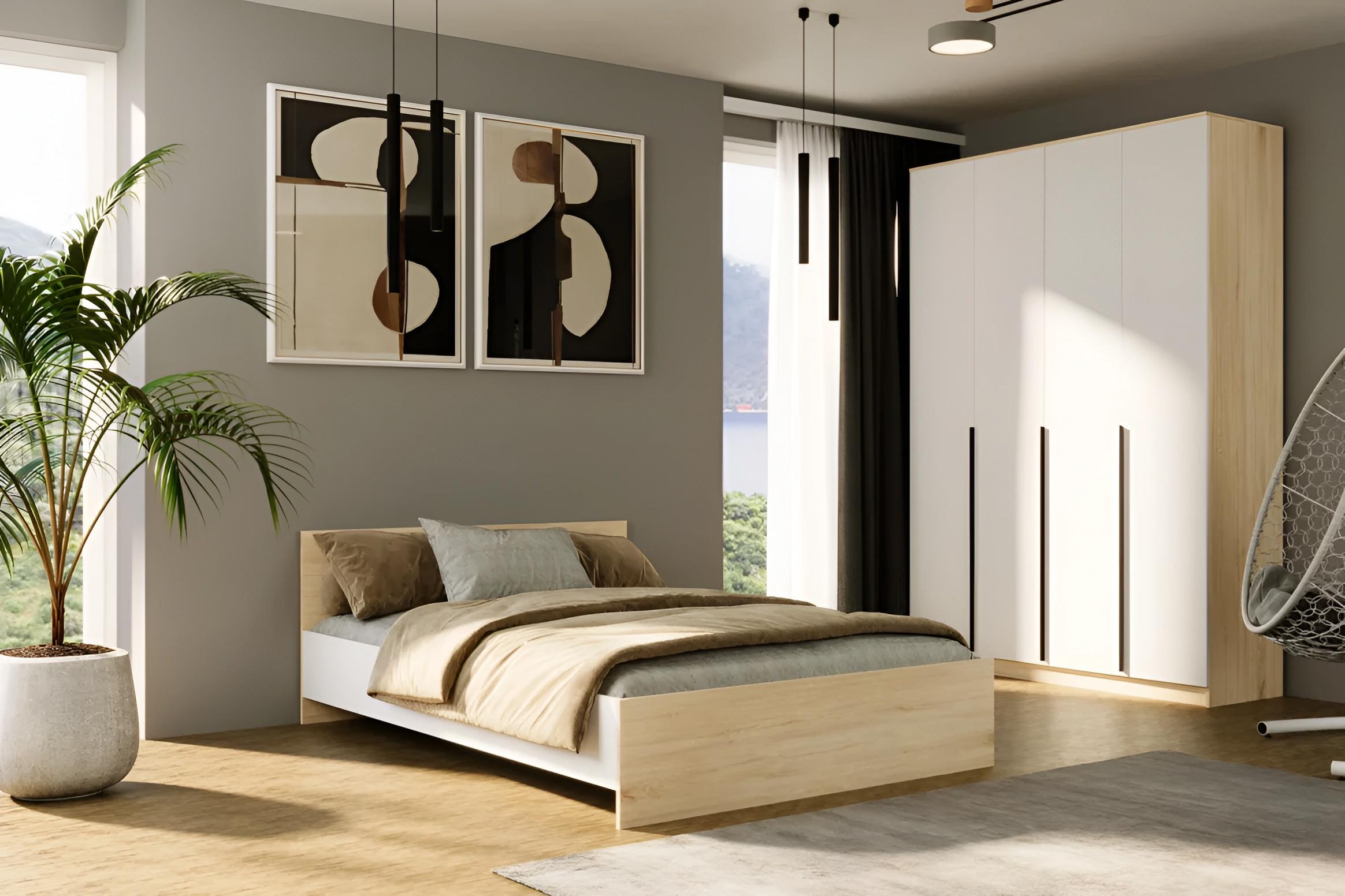 Изображение товара Кровать Мафтин Монблан 140x200 см цвет белый шагрень/дуб сонома