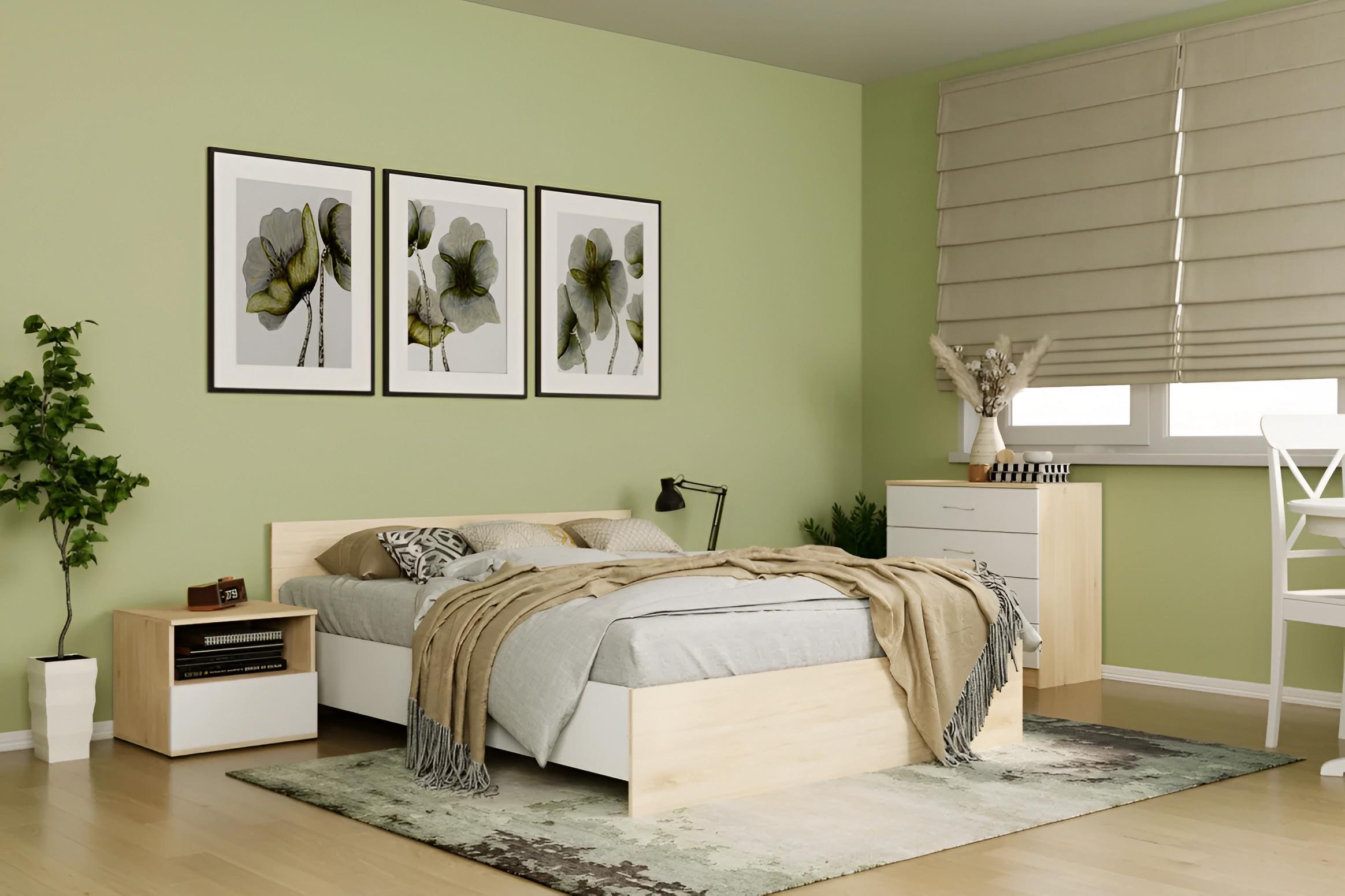 Изображение товара Кровать Мафтин Монблан 160x200 см цвет белый шагрень/дуб сонома