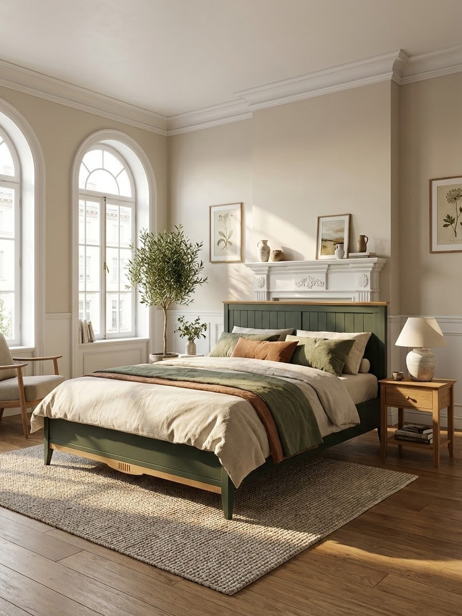 Изображение товара Кровать Дом мебели из сосны Пенни 160x200 см цвет изумруд 6020/антик