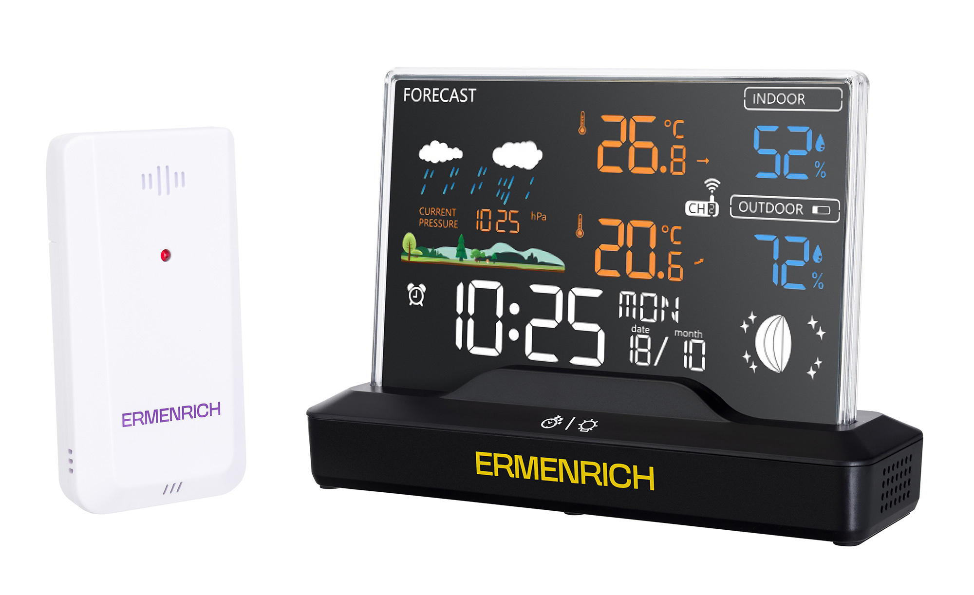 Изображение товара Метеостанция Ermenrich Wr40 с внешним датчиком и прогнозом погоды Изображение товара Метеостанция Ermenrich Wr40 с внешним датчиком и прогнозом погоды