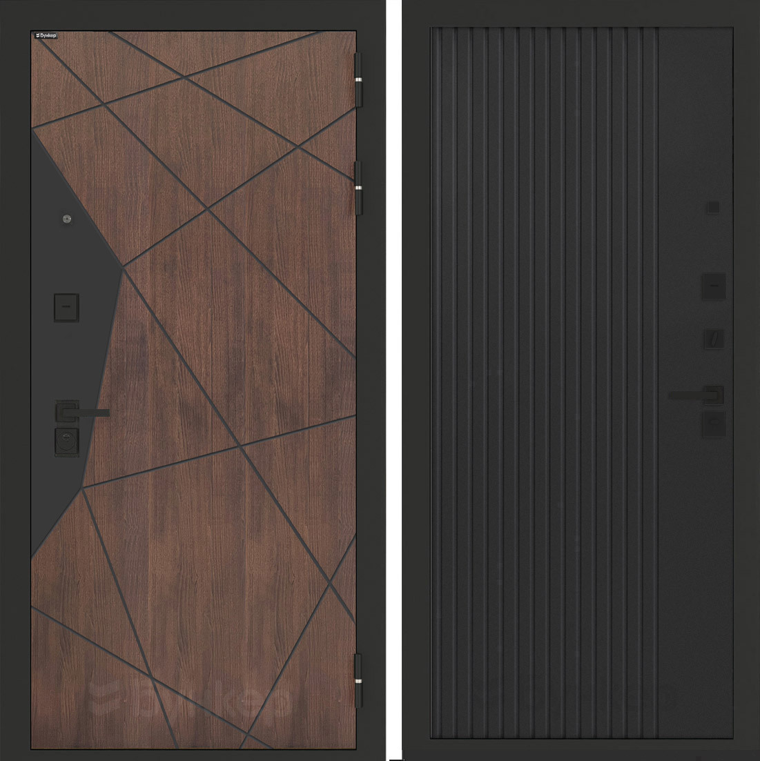 Изображение товара Входная дверь Бункер BN-14 с панелью Хомс, правый, орех американский/черный кварц