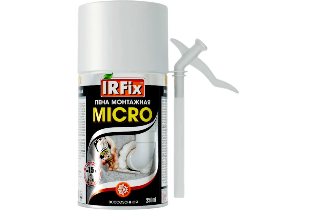 Изображение товара Монтажная пена бытовая всесезонная Irfix Micro 250 мл Изображение товара Монтажная пена бытовая всесезонная Irfix Micro 250 мл