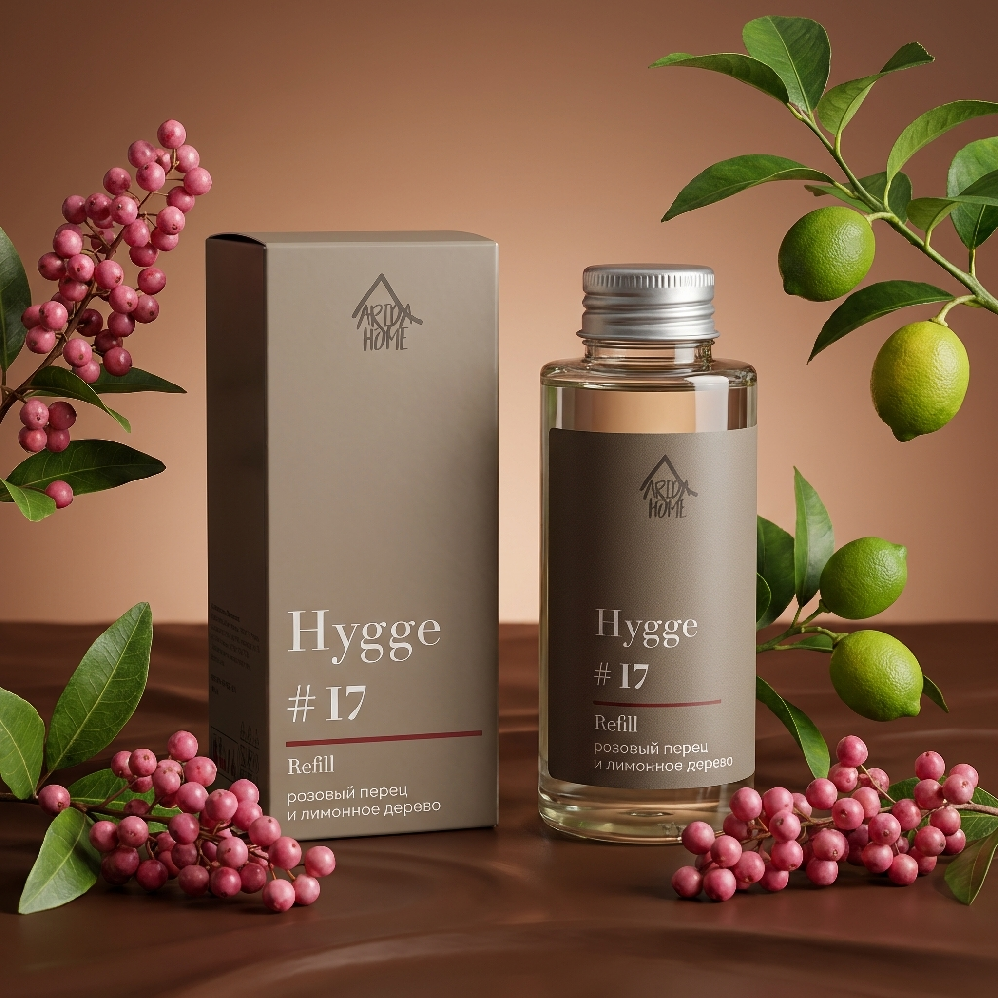 Изображение товара Наполнитель для ароматического диффузора Arida Home Hygge 17 Розовый перец/лимонное дерево 100 мл