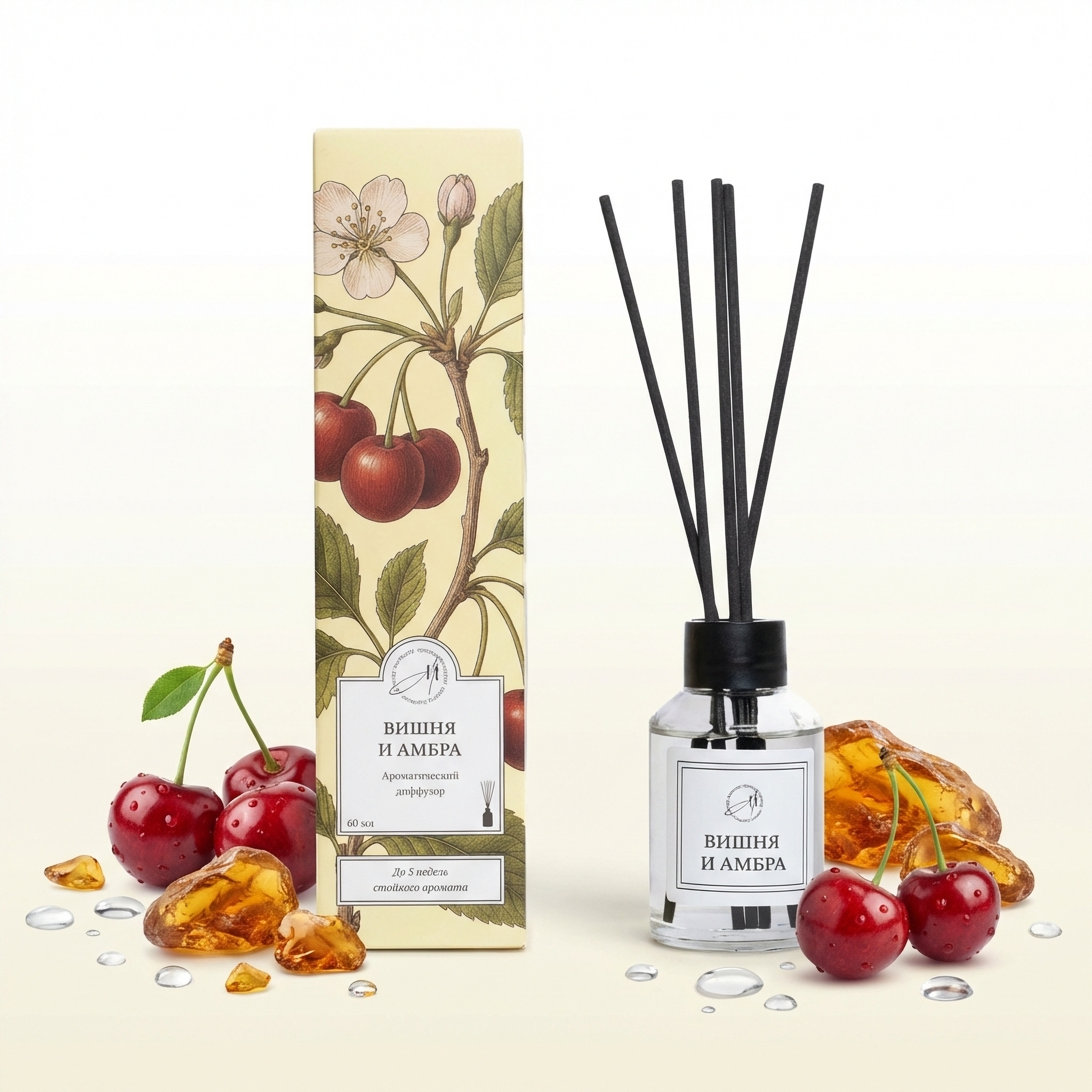 Изображение товара Ароматический диффузор Aroma Harmony Вишня и амбра 60 мл для дома и офиса Изображение товара Ароматический диффузор Aroma Harmony Вишня и амбра 60 мл для дома и офиса