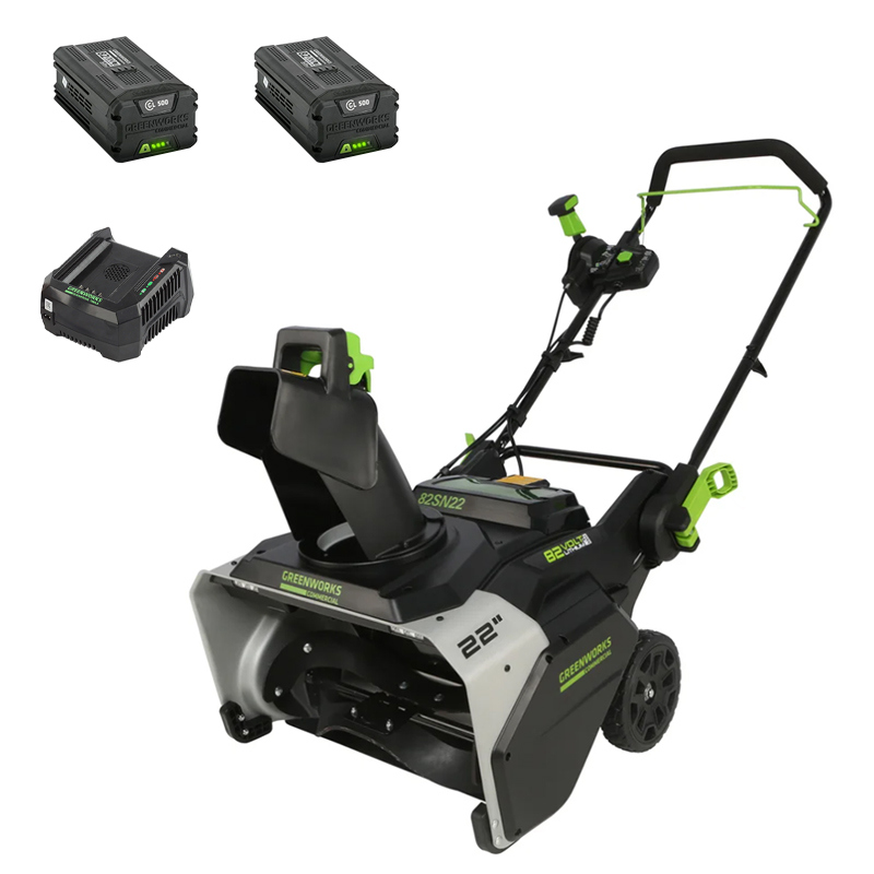 Изображение товара Снегоуборщик аккумуляторный Greenworks GD82STK5II 56 см 82 В 2x5 Ач АКБ и ЗУ в комплекте