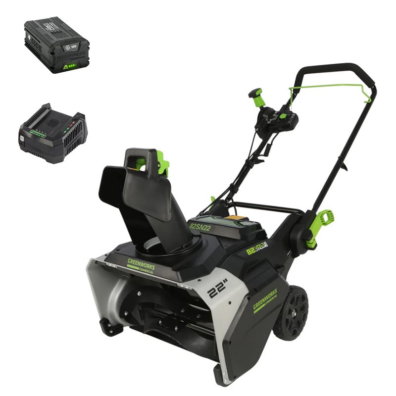 Изображение товара Снегоуборщик аккумуляторный Greenworks GD82ST 56 см 82 В 1x5 Ач АКБ и ЗУ в комплекте