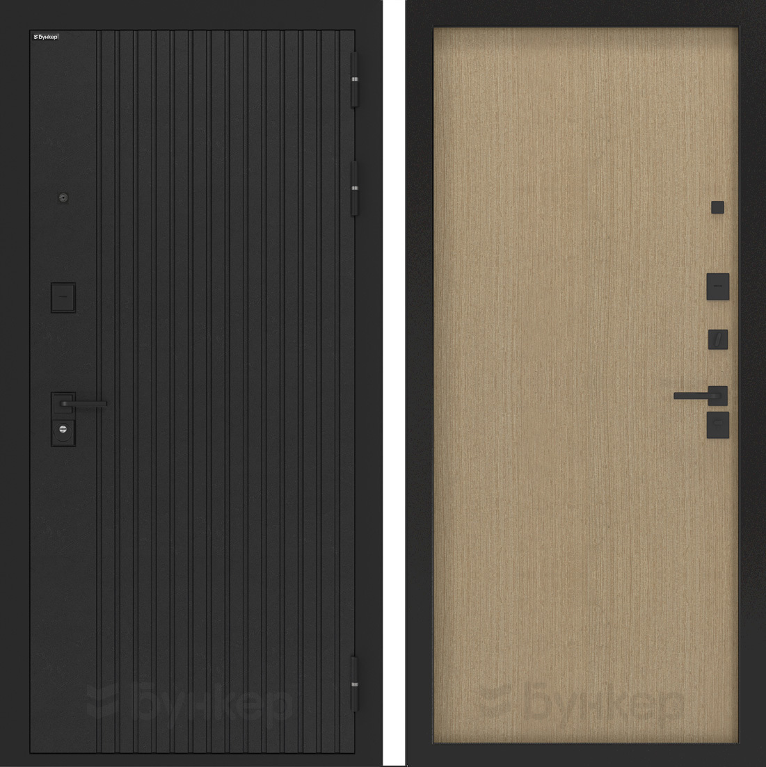 Изображение товара Дверь Бункер BN-06 с панелью ДВП, правый, 205x88 см, черный кварц