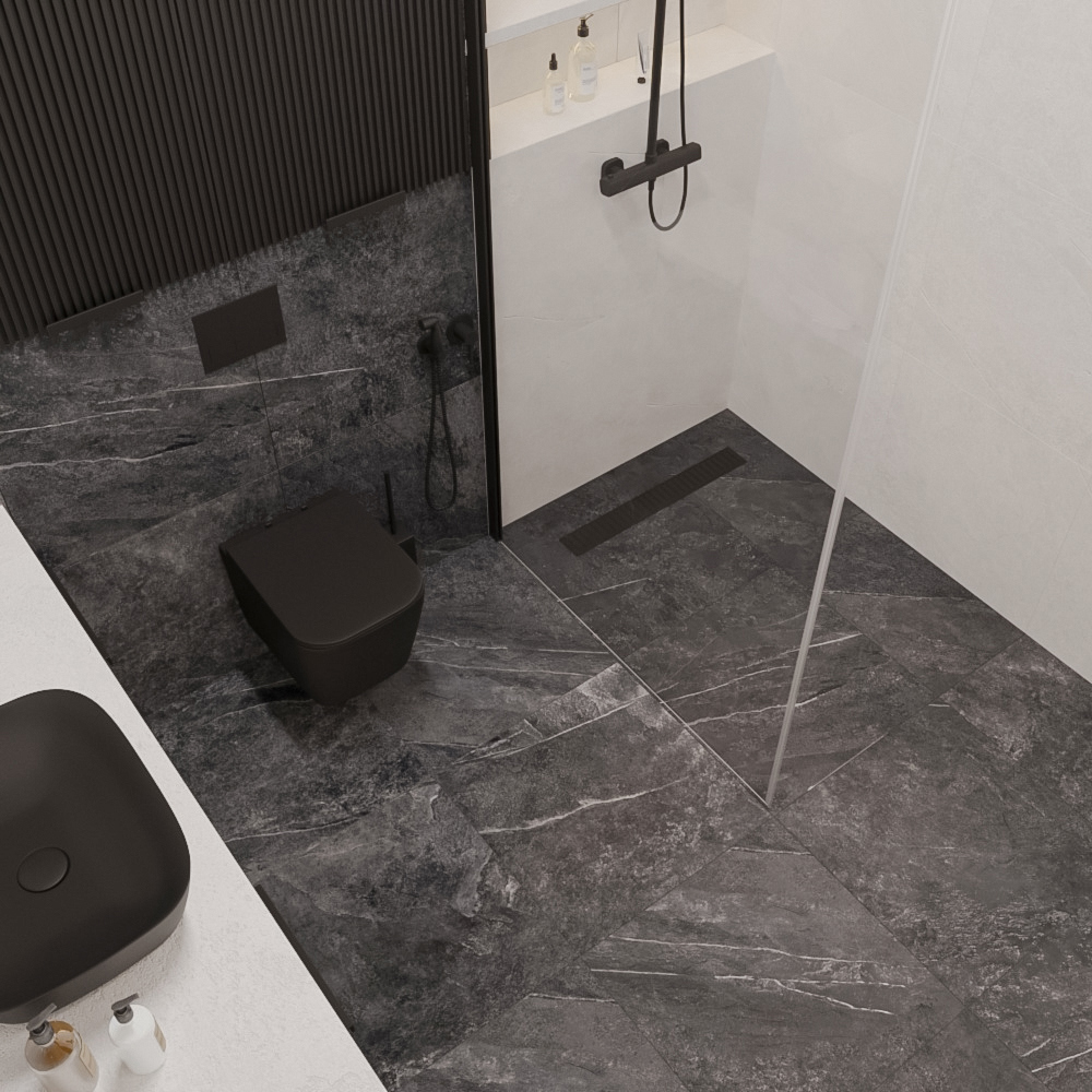 Изображение товара CULTO 60x60 COAL керамогранит камень черный матовый карвинг 60x60