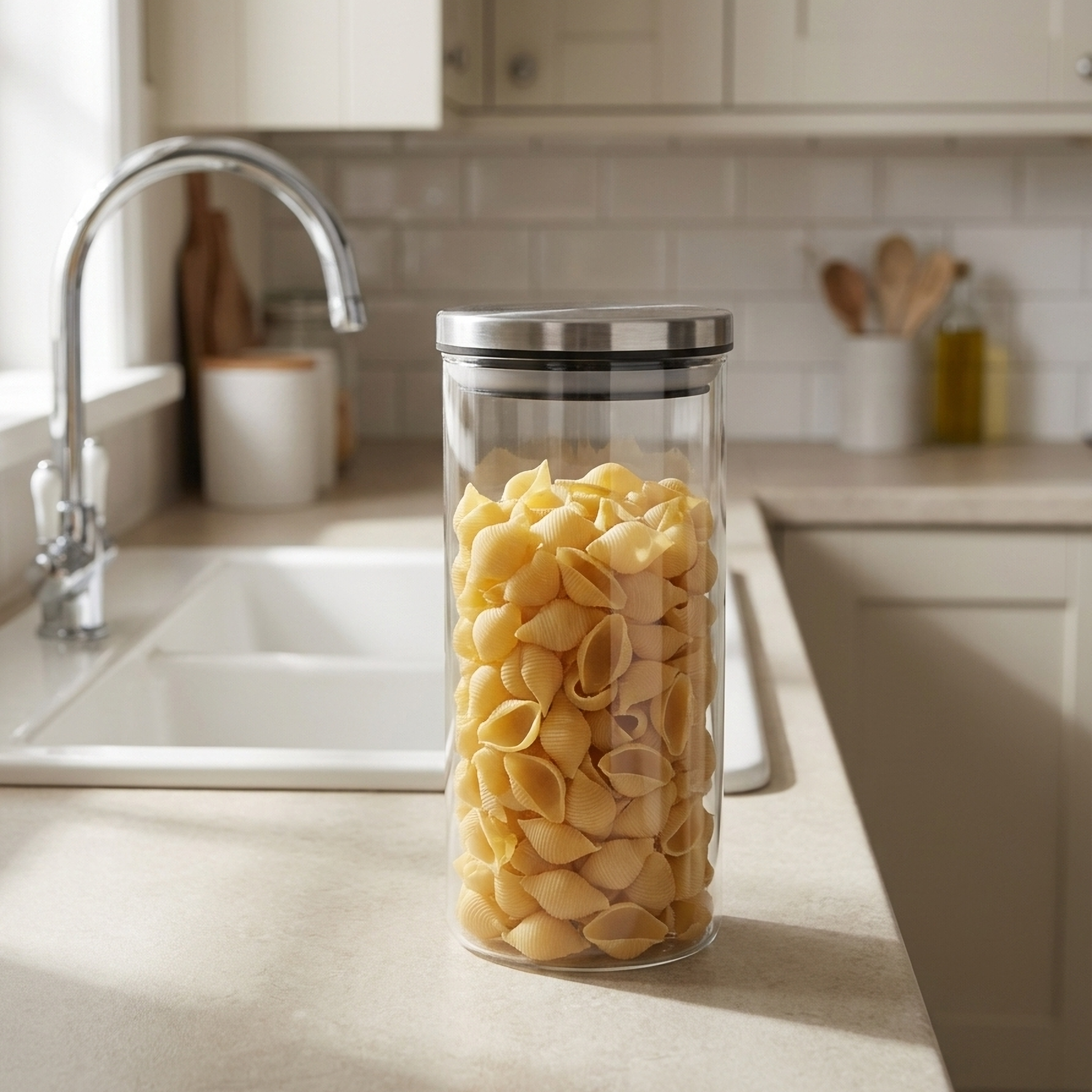 Изображение товара Банка для сыпучих продуктов Mallony Oceano 1.3 л стекло прозрачная крышка из нержавеющей стали Изображение товара Банка для сыпучих продуктов Mallony Oceano 1.3 л стекло прозрачная крышка из нержавеющей стали