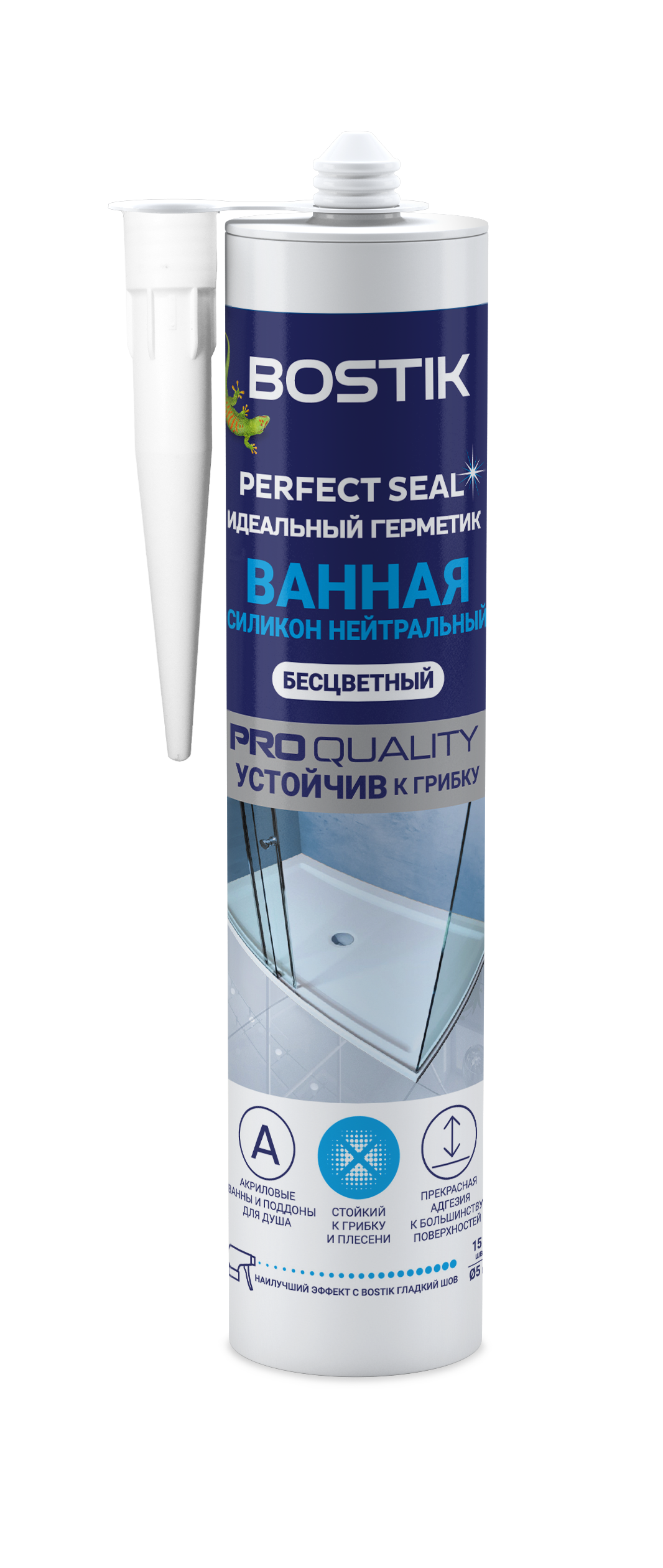 Изображение товара Герметик силиконовый Bostik Perfect Seal нейтральный 280 мл для ванной и кухни