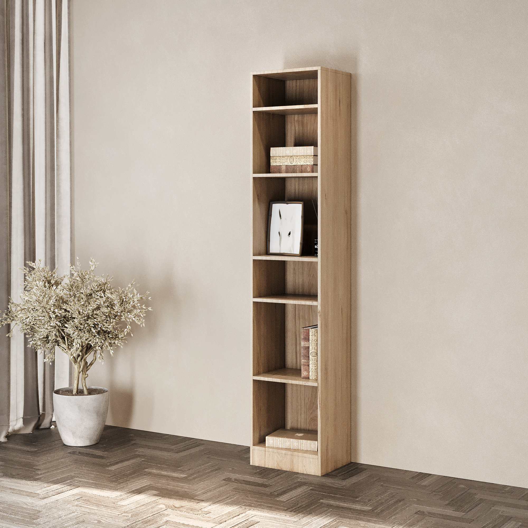 Изображение товара Стеллаж Буккер 40 с 6 полками из ЛДСП цвет дуб Гикори Джексон