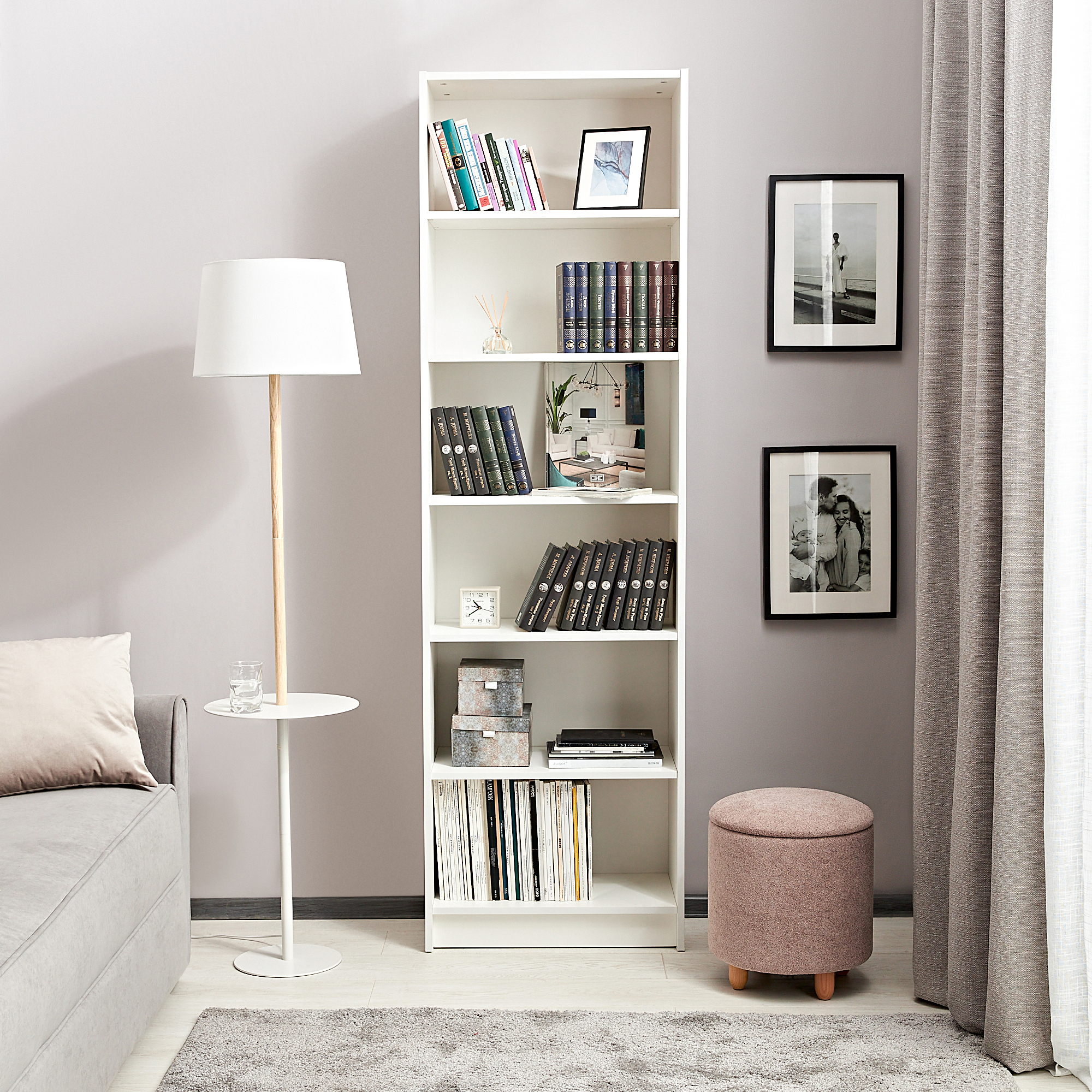 Изображение товара Стеллаж Буккер 60 6 полок из ЛДСП белый Россия