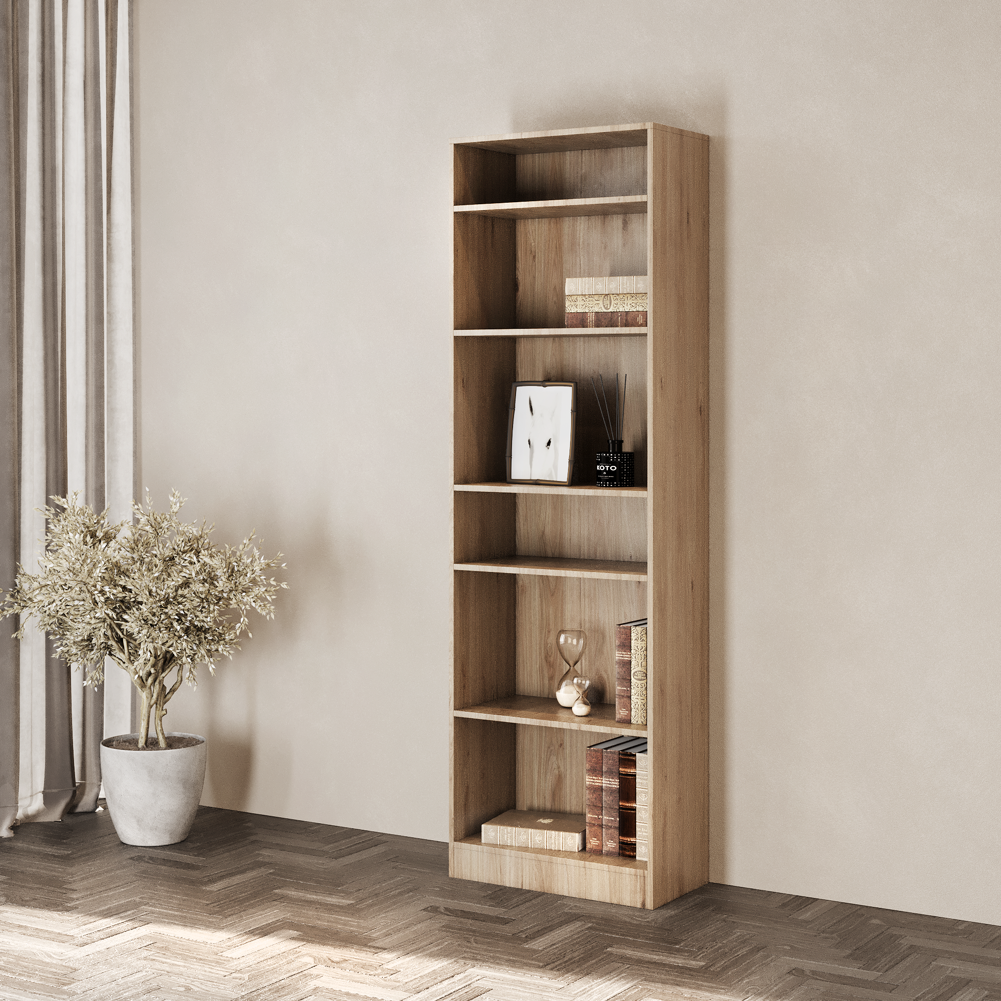 Изображение товара Стеллаж Буккер 60 6 полок из ЛДСП гикори джексон современный дизайн