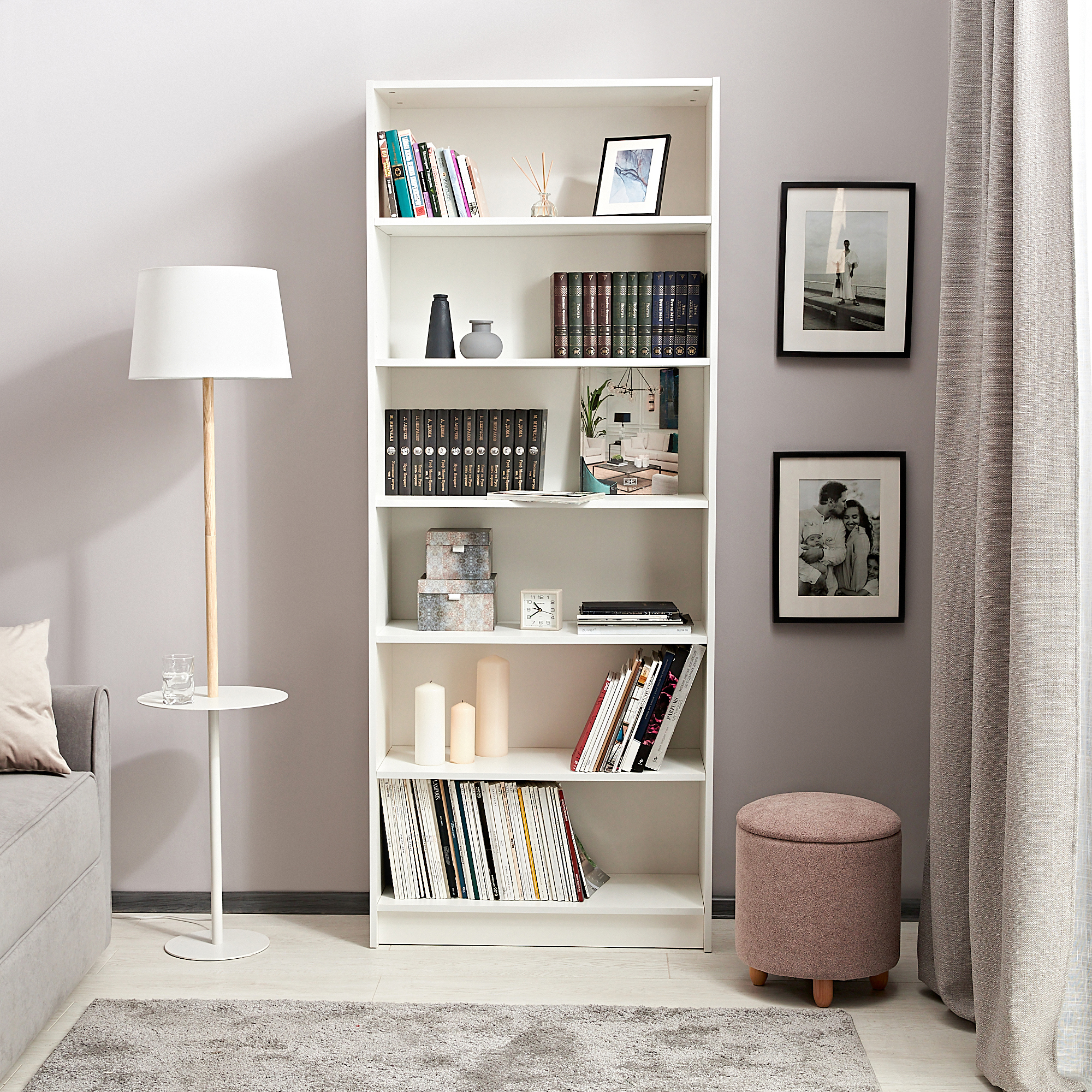 Изображение товара Стеллаж Буккер 80 с шестью полками из ЛДСП белый Россия