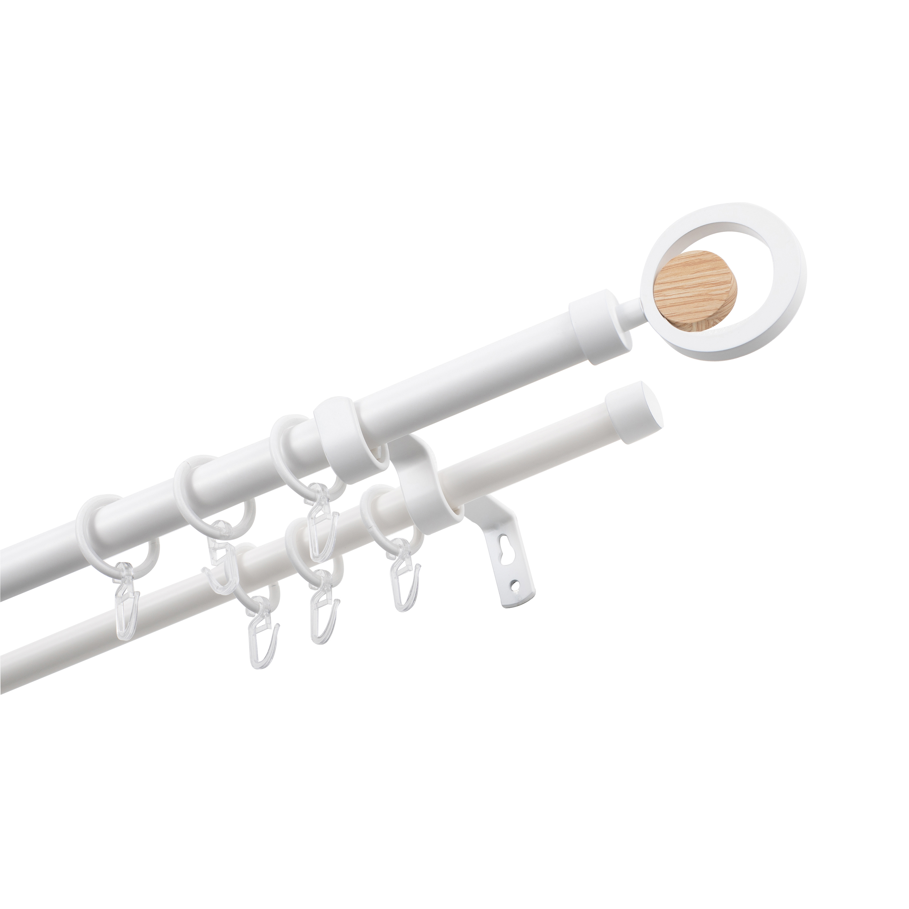 Изображение товара Настенный карниз раздвижной двухрядный KREAFORTA Кабот d16/19 160-300 см металл цвет белый