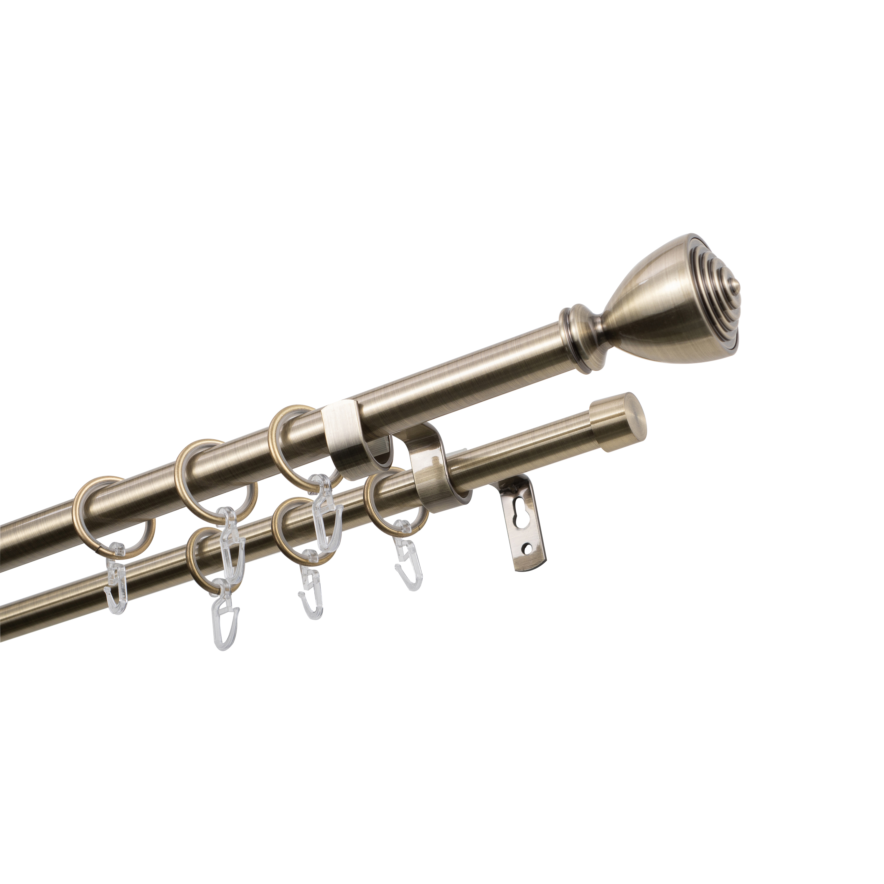 Изображение товара Настенный карниз раздвижной двухрядный KREAFORTA Решт d16/19 160-300 см металл цвет латунь