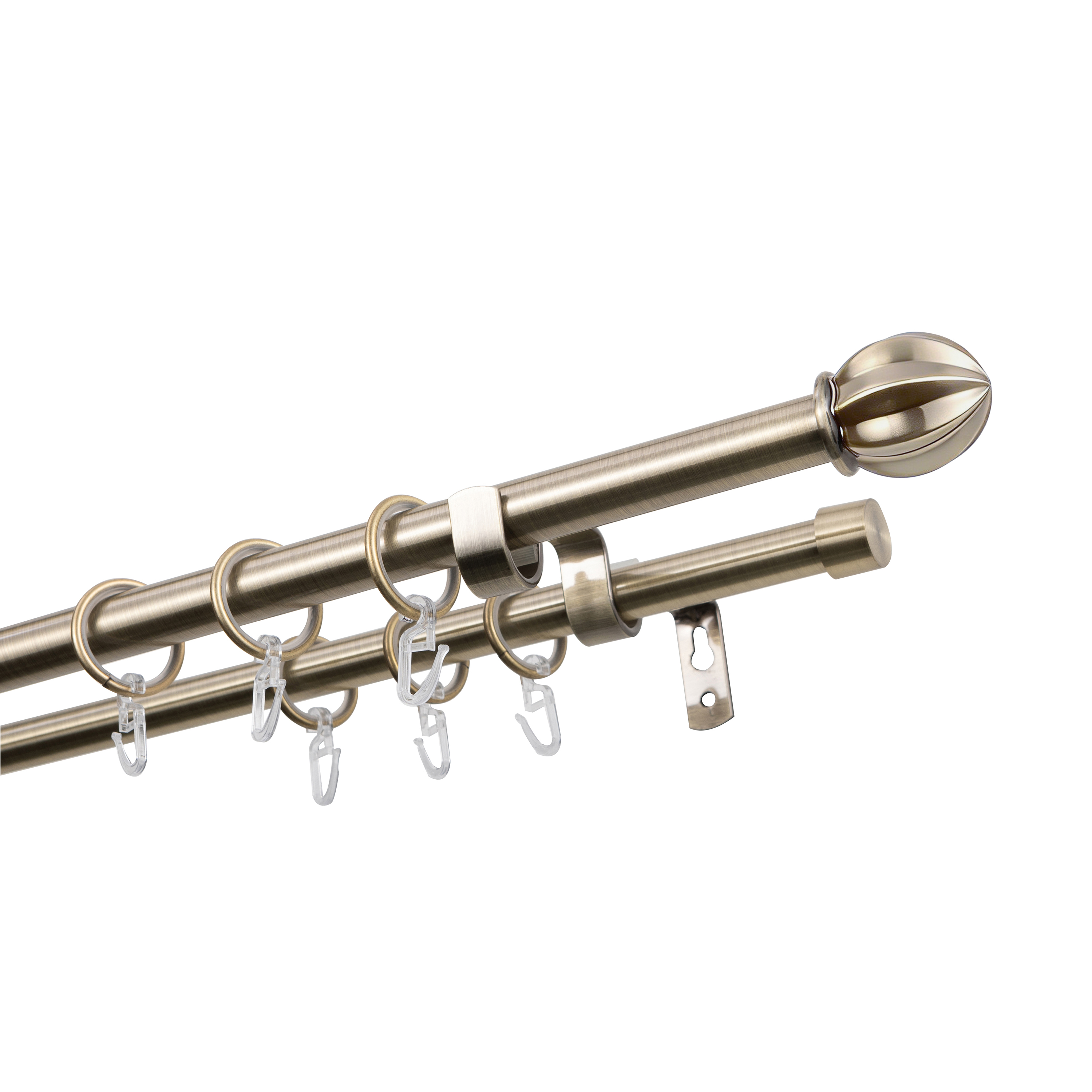 Изображение товара Настенный карниз раздвижной двухрядный KREAFORTA Икаре d16/19 160-300 см металл цвет латунь