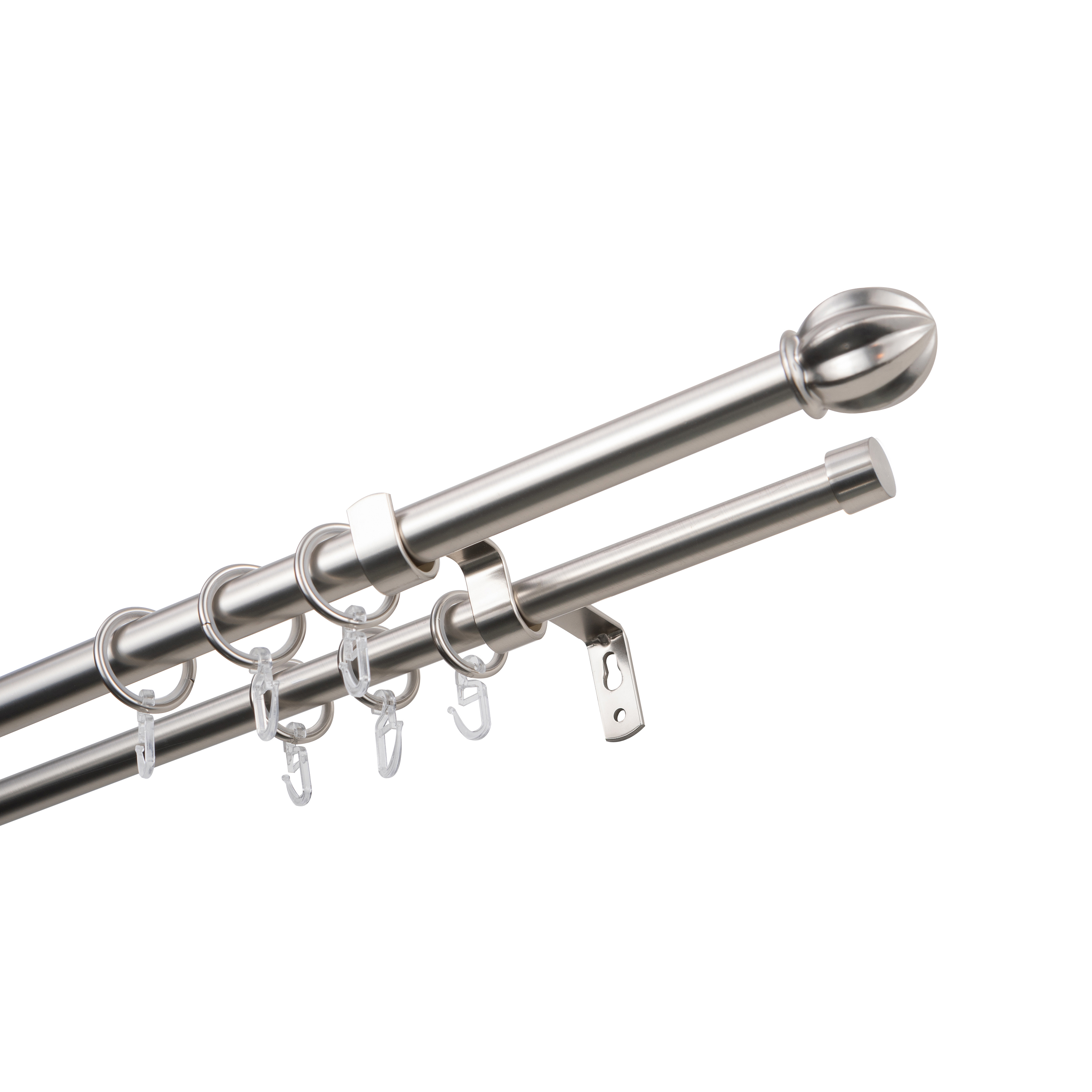 Изображение товара Настенный карниз раздвижной двухрядный KREAFORTA Икаре d16/19 160-300 см металл цвет никель