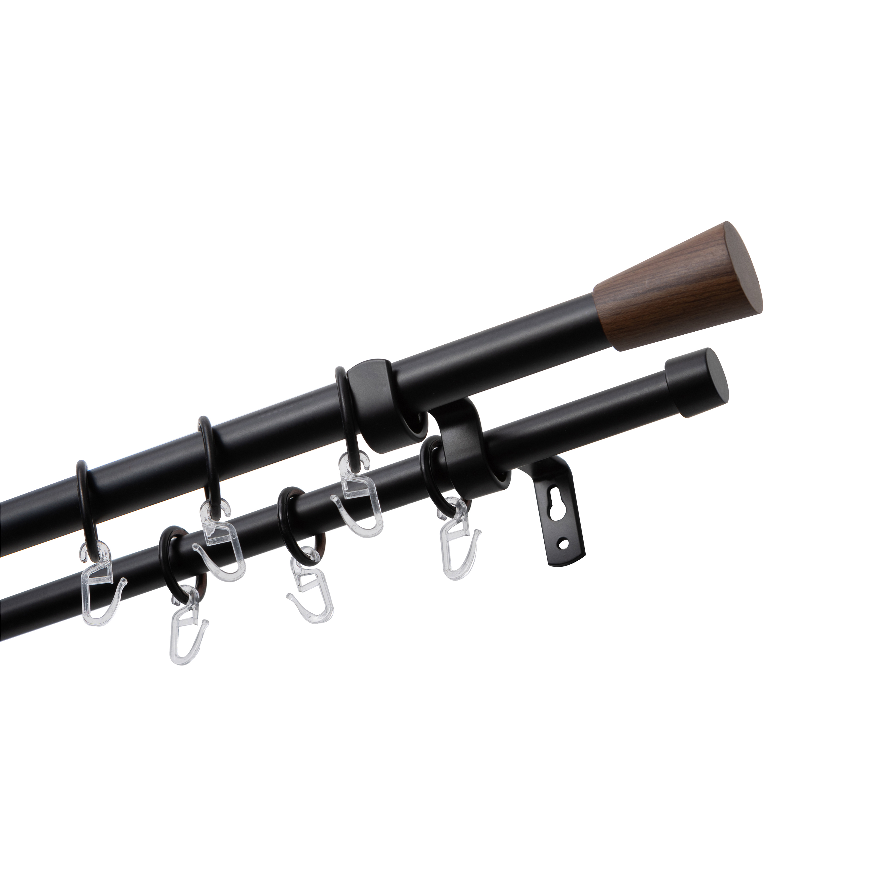 Изображение товара Настенный карниз раздвижной двухрядный KREAFORTA Каура d16/19 160-300 см металл цвет черный