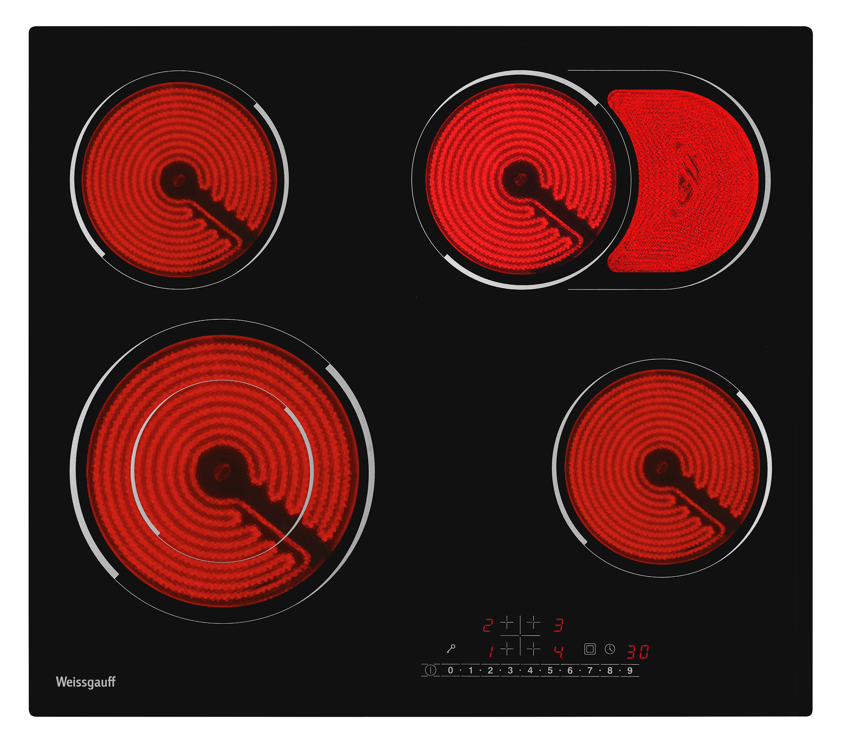 Изображение товара Электрическая варочная панель Weissgauff HV 642 BS 4 конфорки стеклокерамика