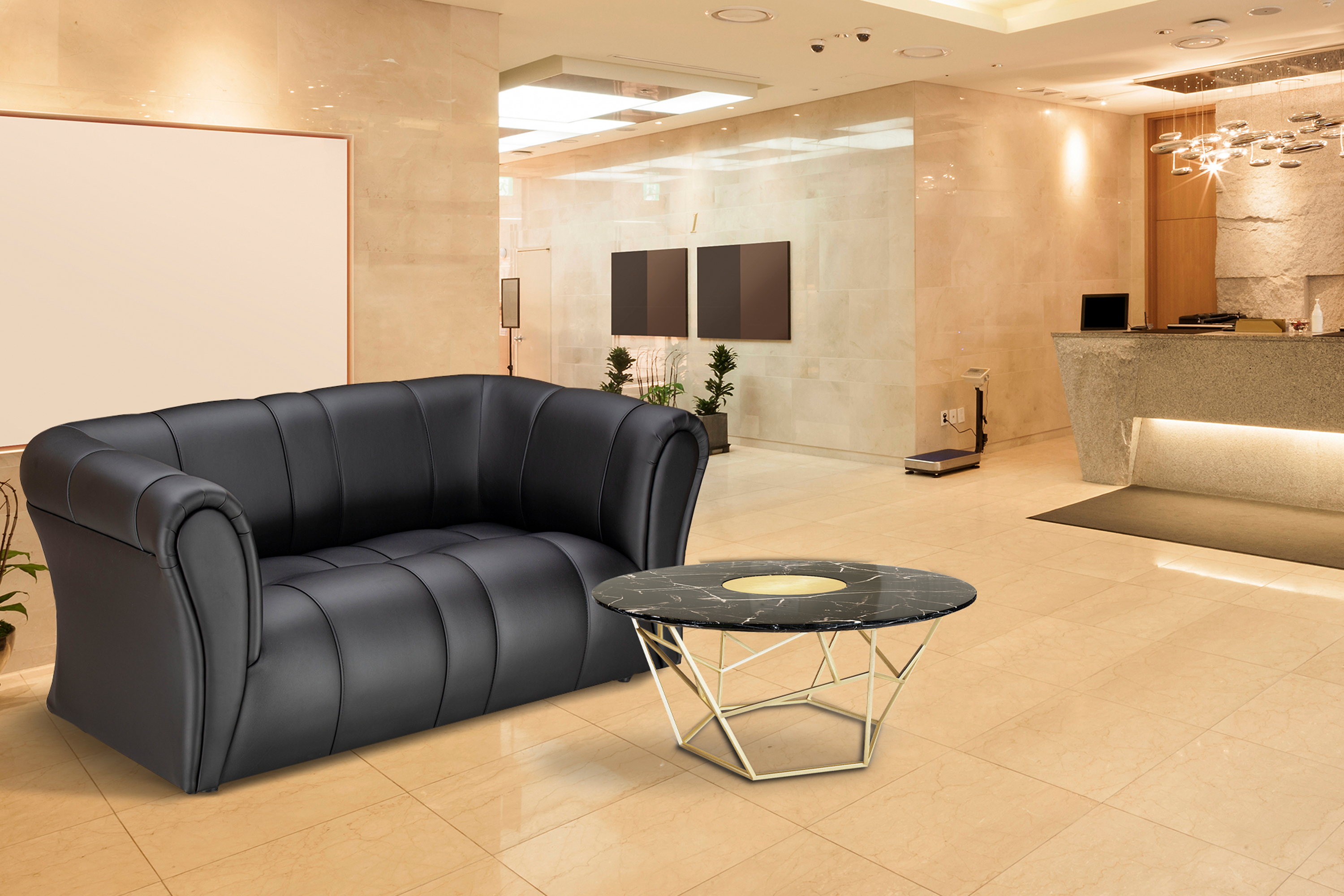 Изображение товара Диван 2 местный Ramart design Ригель 80524437 160x71x86 см искусственная кожа цвет черный