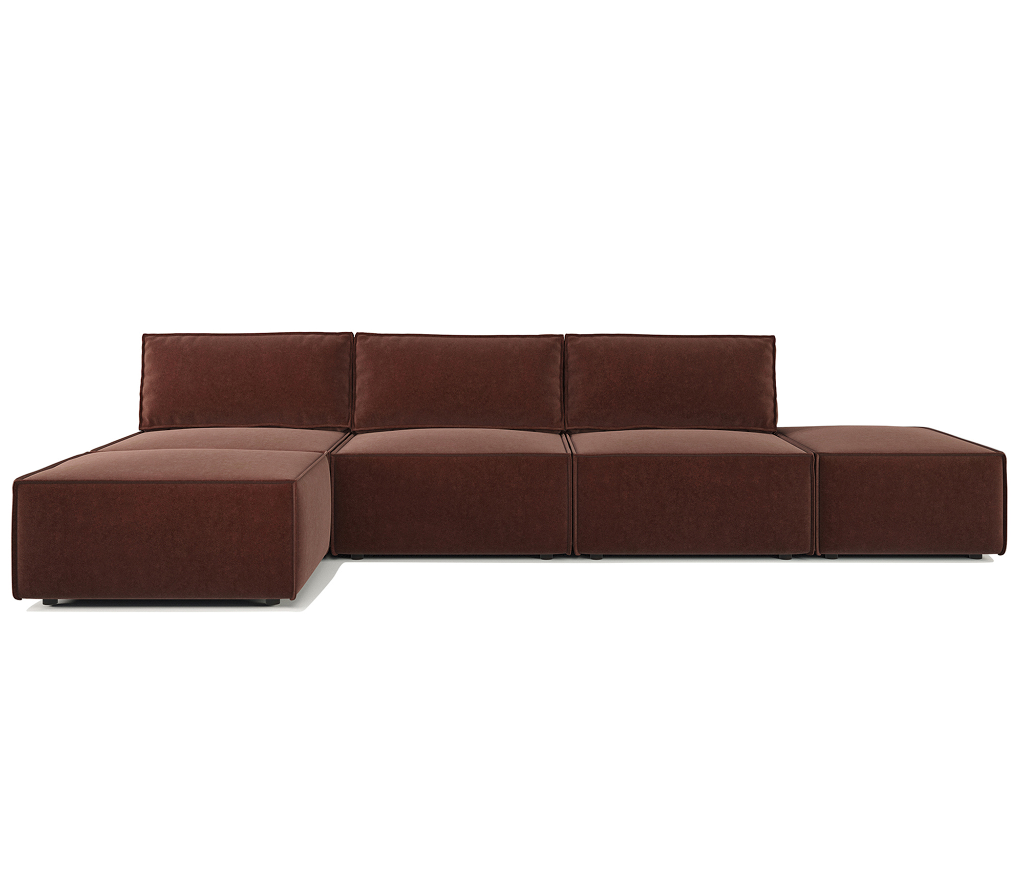 Изображение товара Диван модульный Шарм-Дизайн Шарм 25 Лонг угловой 285x70x75 см велюр цвет коричневый