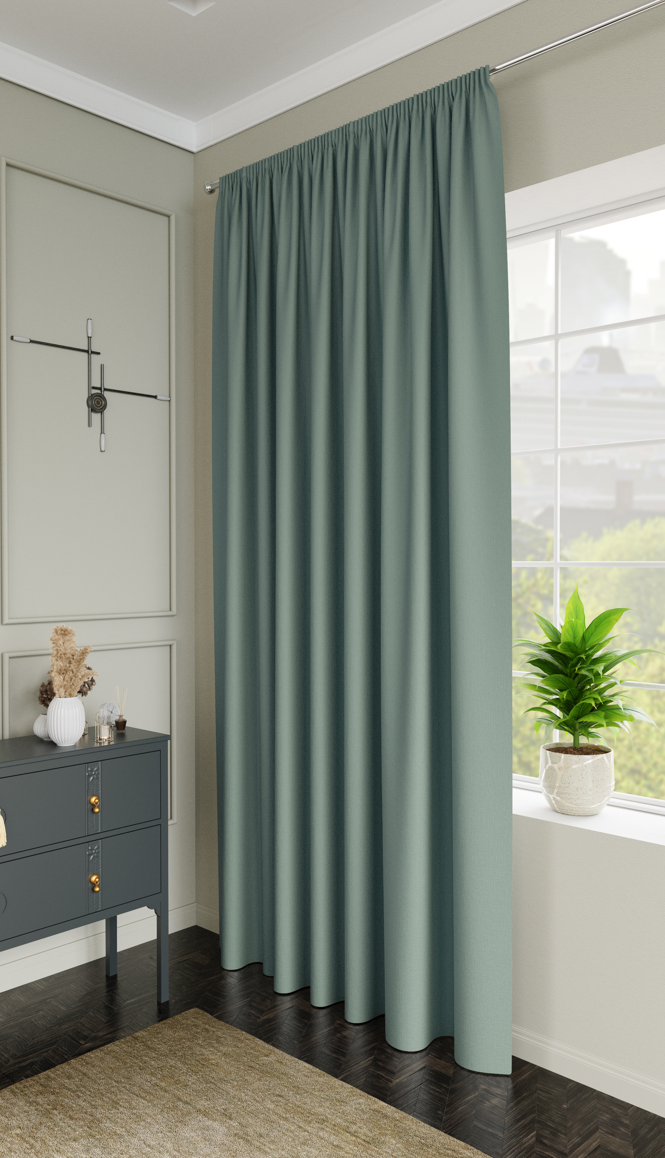 Изображение товара Перде таспалы жасырын ілмектермен KREAFORTA Pharu 140x280 см түсі көгілдір түс