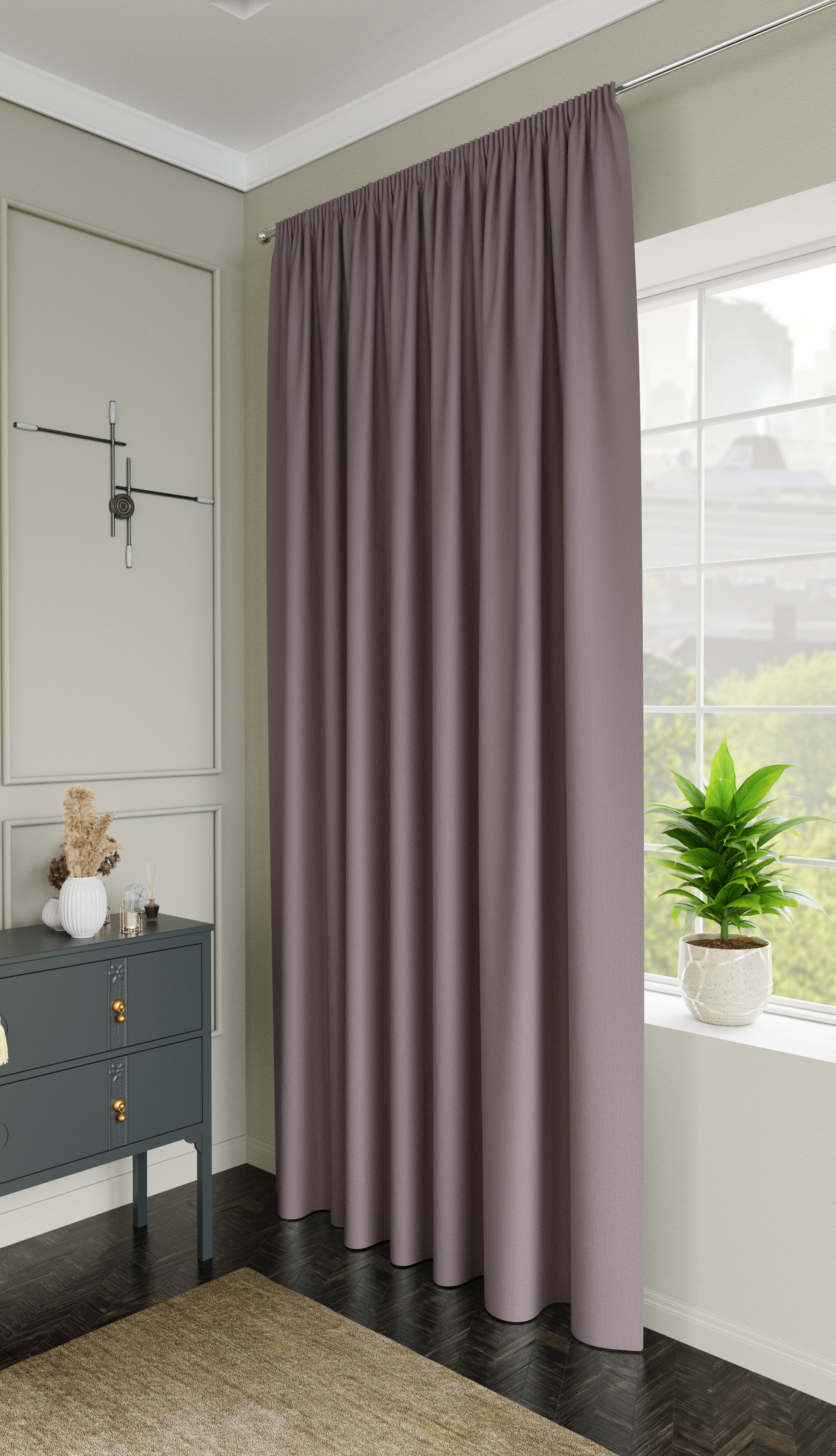 Изображение товара Штора на ленте KREAFORTA Pharu 140x280 см фиолетовая из полиэстера