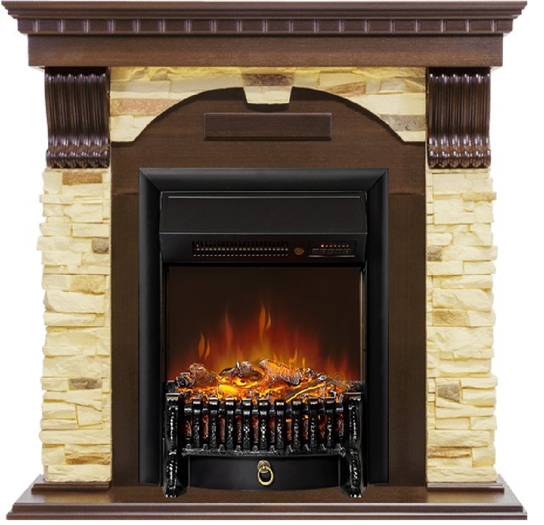 Изображение товара Каминокомплект Royal Flame Dublin с очагом Fobos fx M Black rc 150Вт темный дуб/сланец