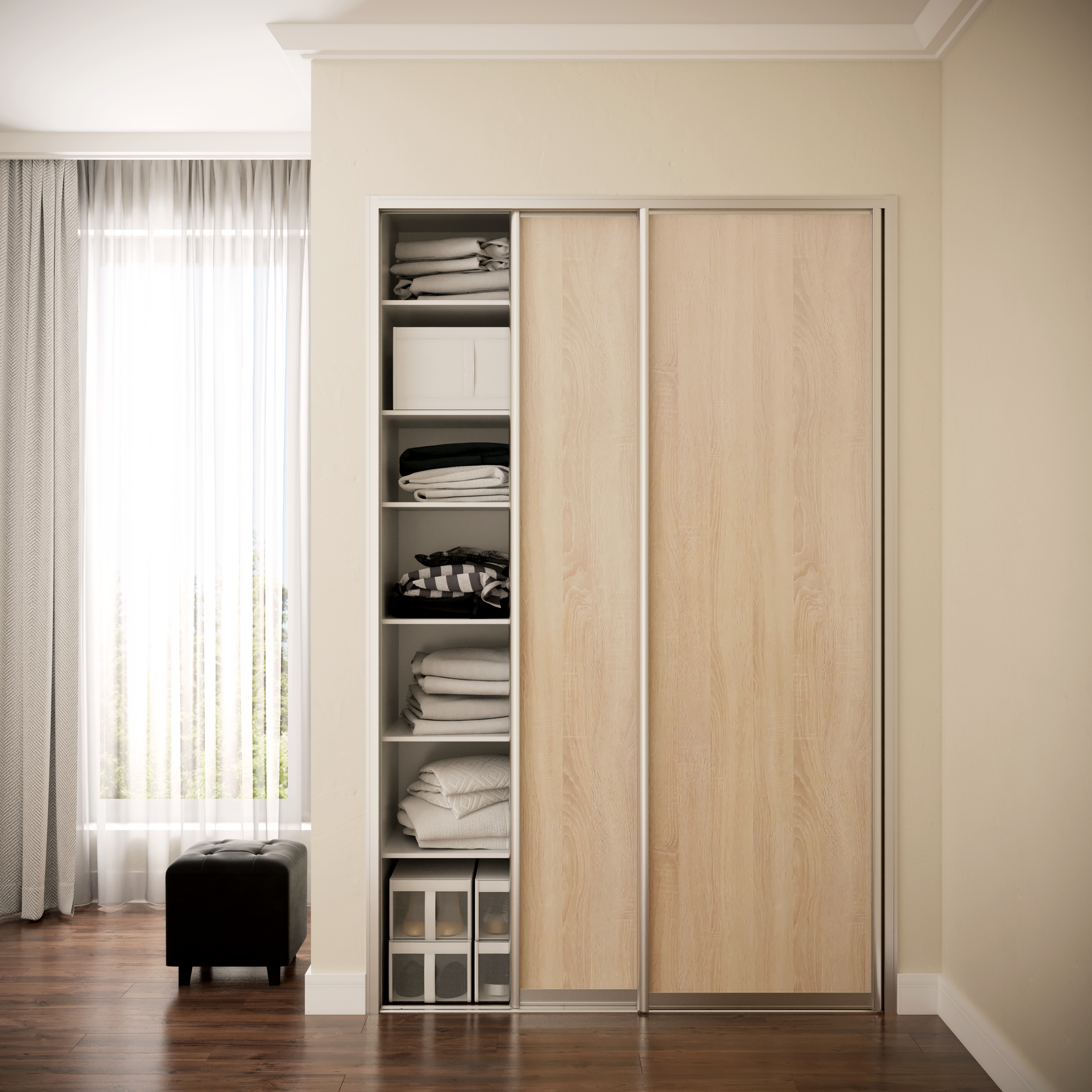 Изображение товара [Дверь купе] SPACEO SPaceo Spaceo home 2455x904 мм, дуб сонома + матовое серебро