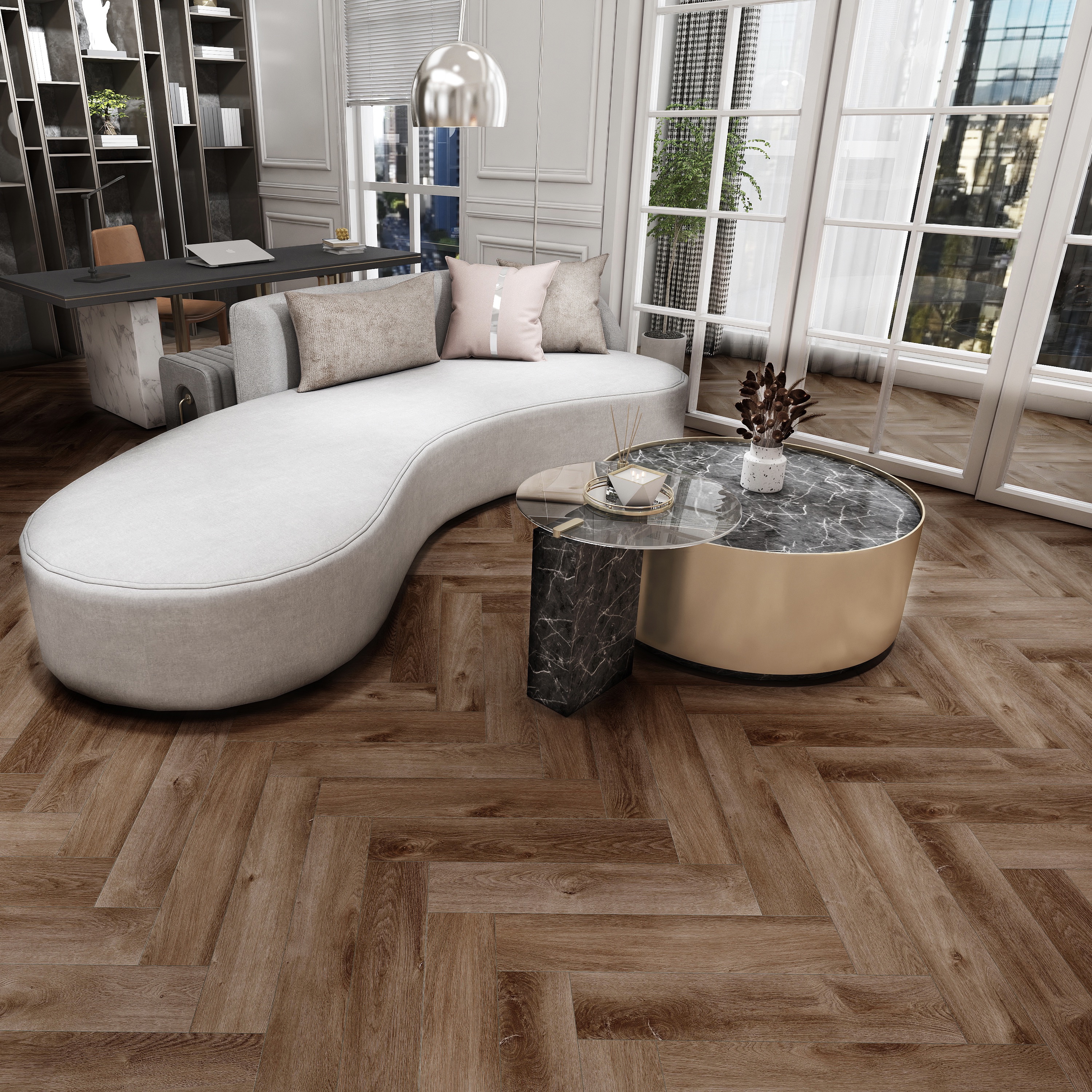 Изображение товара SPC плитка Icon PL-01 New Дуб Старк/Oak Stark 43 класс толщина 5 мм 1.29м², цена за упаковку