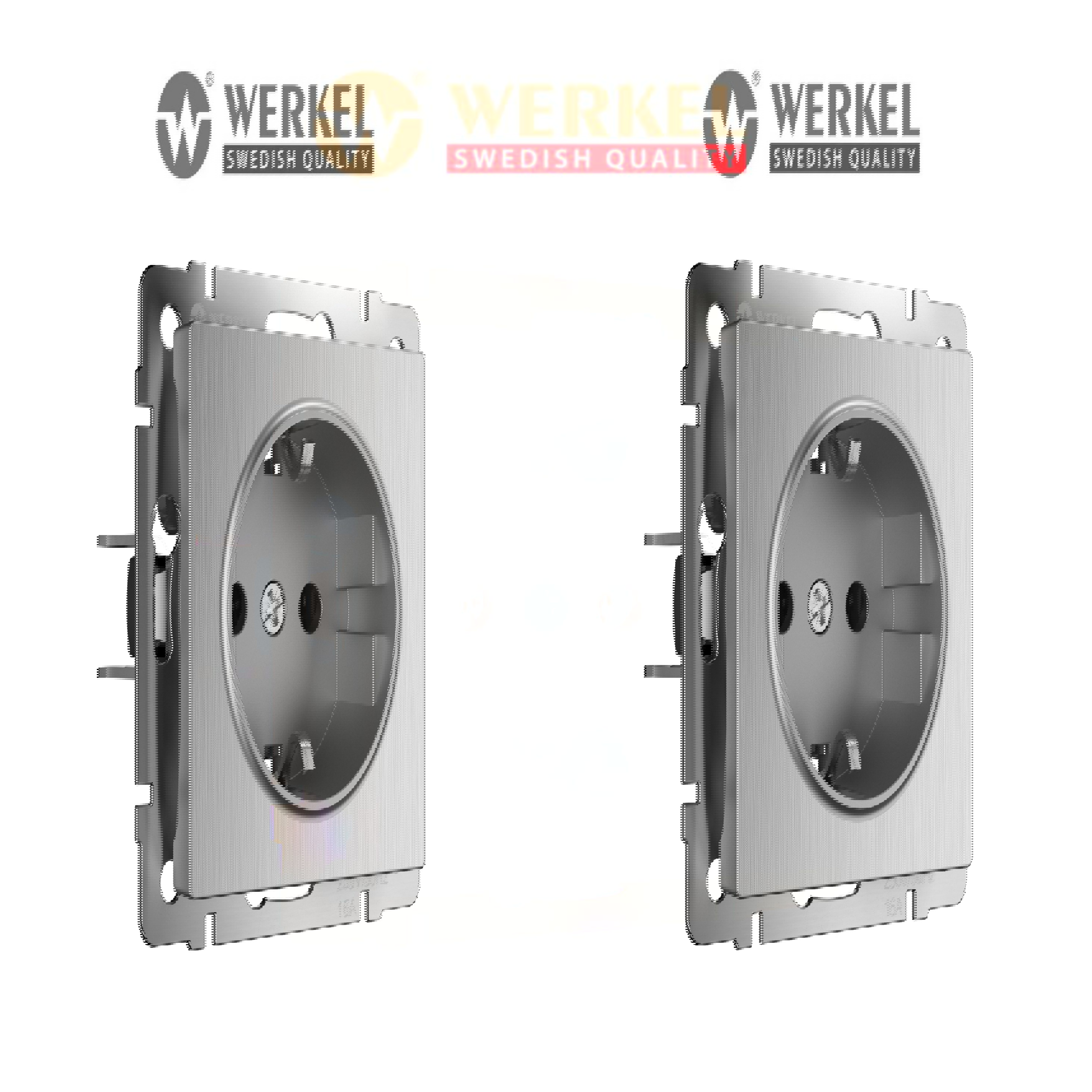 Изображение товара Розетка встраиваемая Werkel W1171009 с заземлением цвет серебряный рифленый