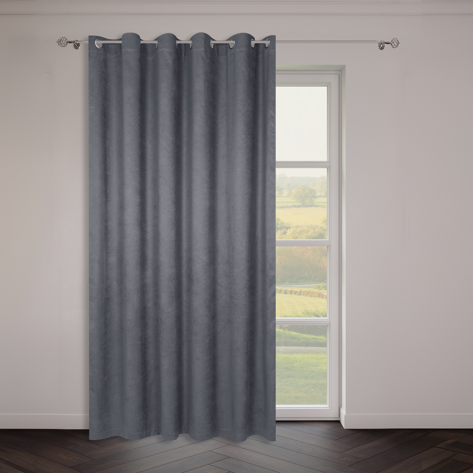 Изображение товара Штора на люверсах Юта 200x280 см цвет серый Изображение товара Штора на люверсах Юта 200x280 см цвет серый