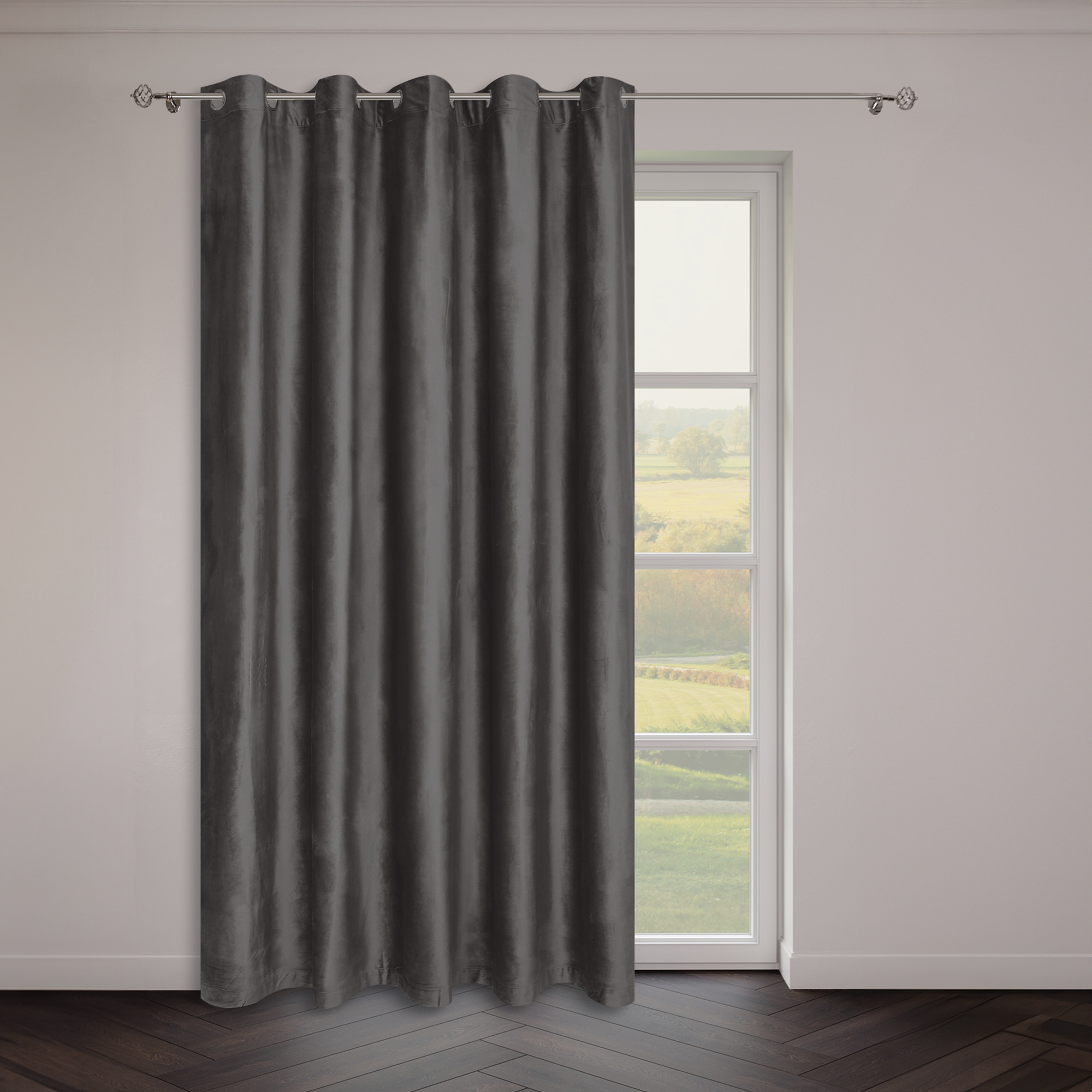 Изображение товара Штора на люверсах 200x280 см цвет графит Изображение товара Штора на люверсах 200x280 см цвет графит