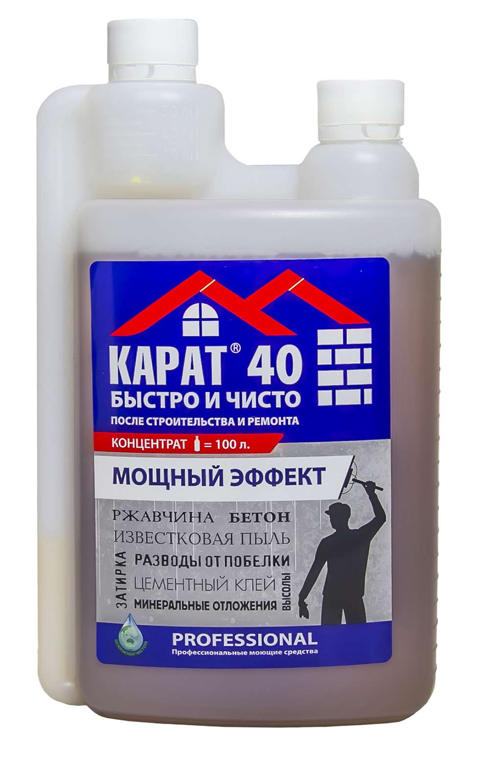 Изображение товара Моющее средство для удаления загрязнений после ремонта и строительства Карат 40 1 л Изображение товара Моющее средство для удаления загрязнений после ремонта и строительства Карат 40 1 л