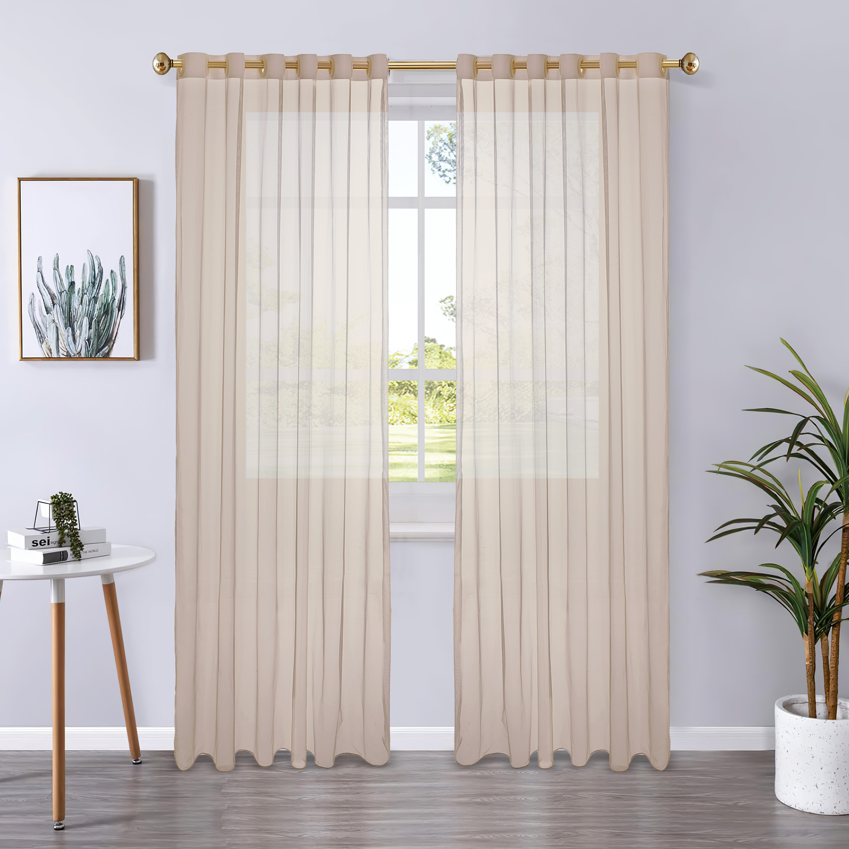 Изображение товара Тюль на ленте Palu Trench 5 140x260 см бежевый для гостиной и спальни