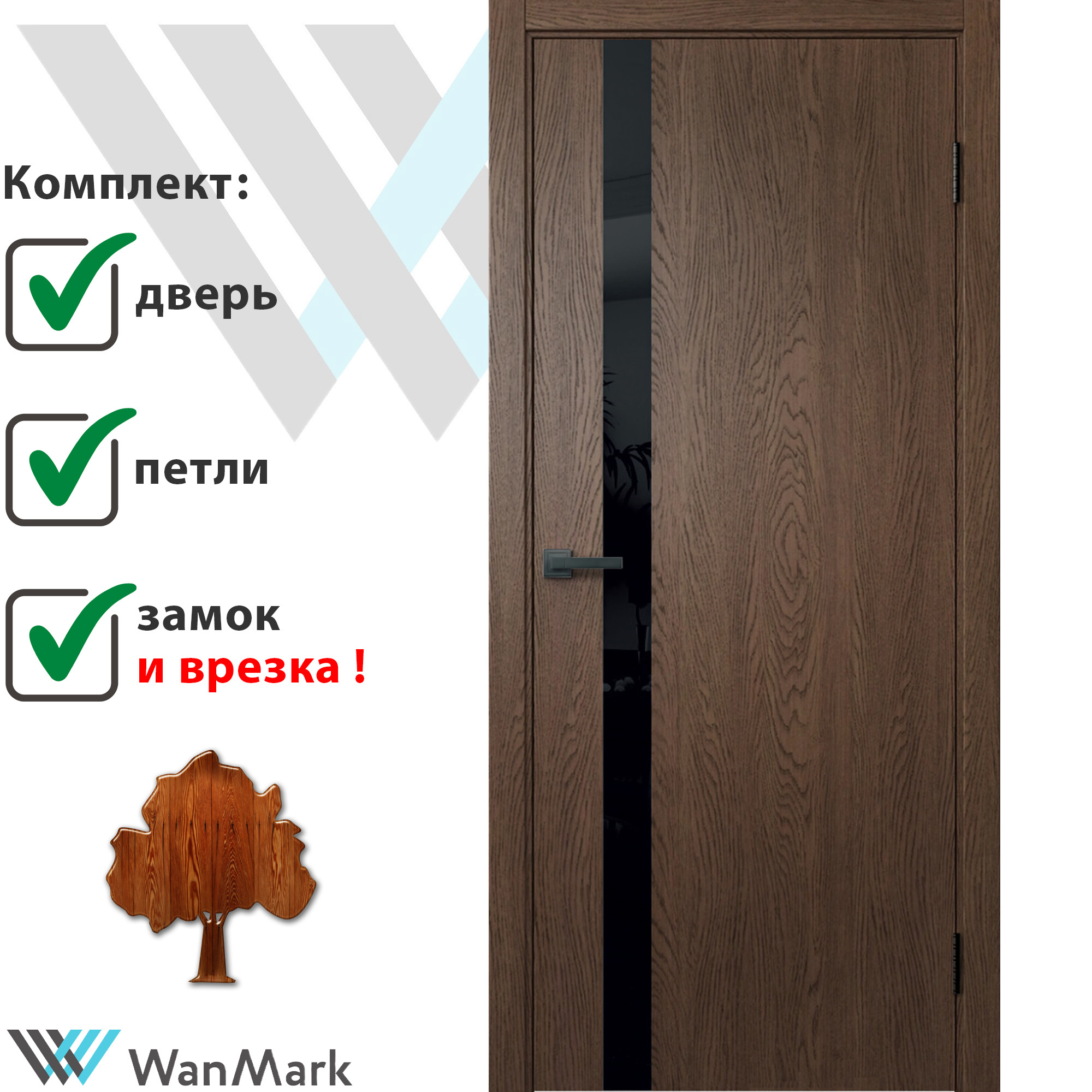 Изображение товара Дверь WANMARK Sky-10 M1 Лофт орех глухая 190x55