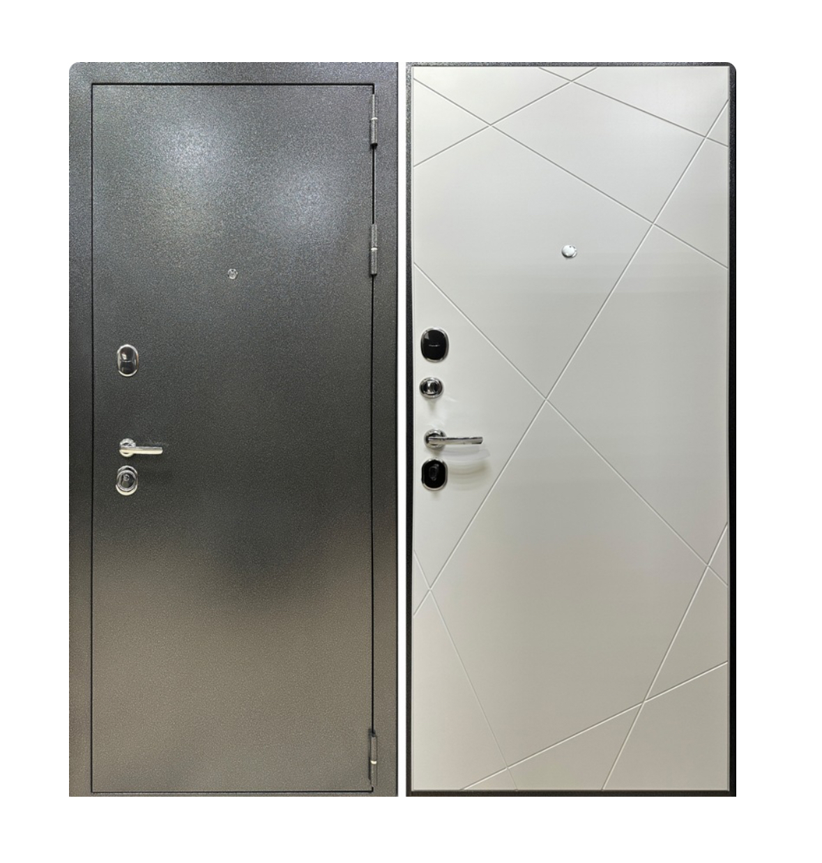 Изображение товара Marcus Мальта 3К - входная дверь 205x86 см, белый матовый/антик серебро