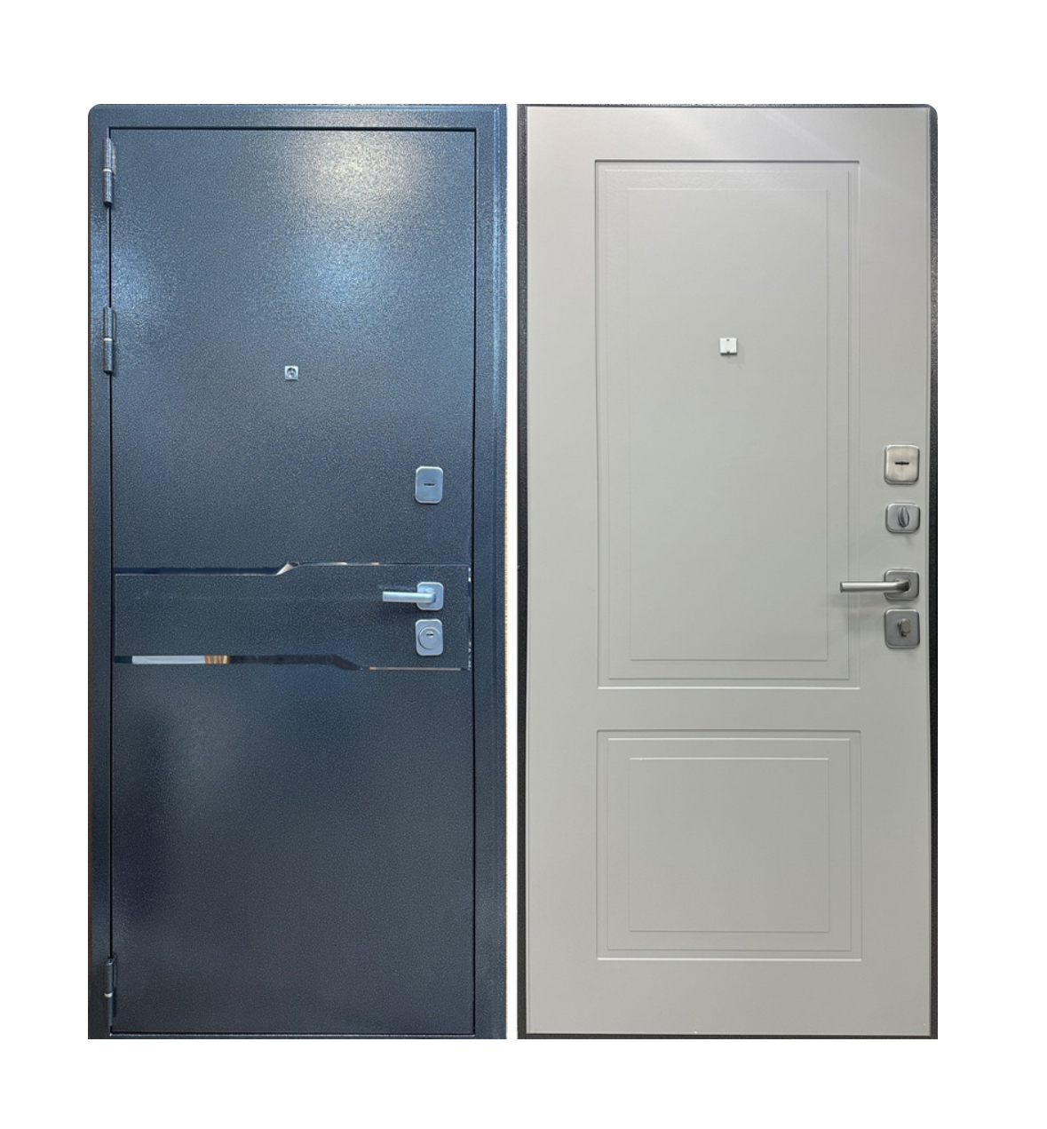 Изображение товара Входная дверь Marcus Декор Классика правый 205x86см цвет шагрень грей/антик серебро