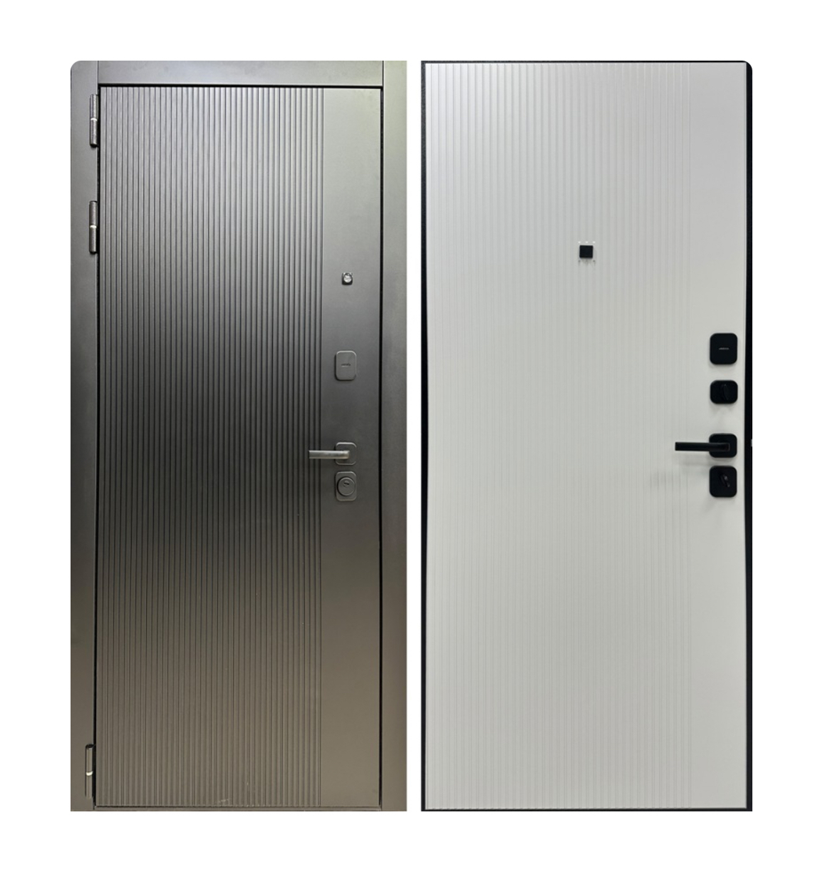 Изображение товара Входная дверь Marcus Дублин левый 205x96см цвет белый матовый/шагрень черная 9005