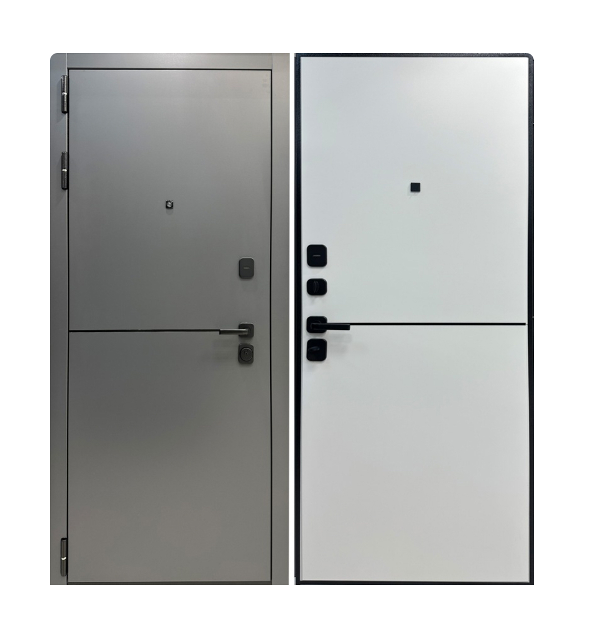 Изображение товара Входная дверь Marcus Парма правый 205x96см цвет белый матовый с черным молдингом/шагрень черная