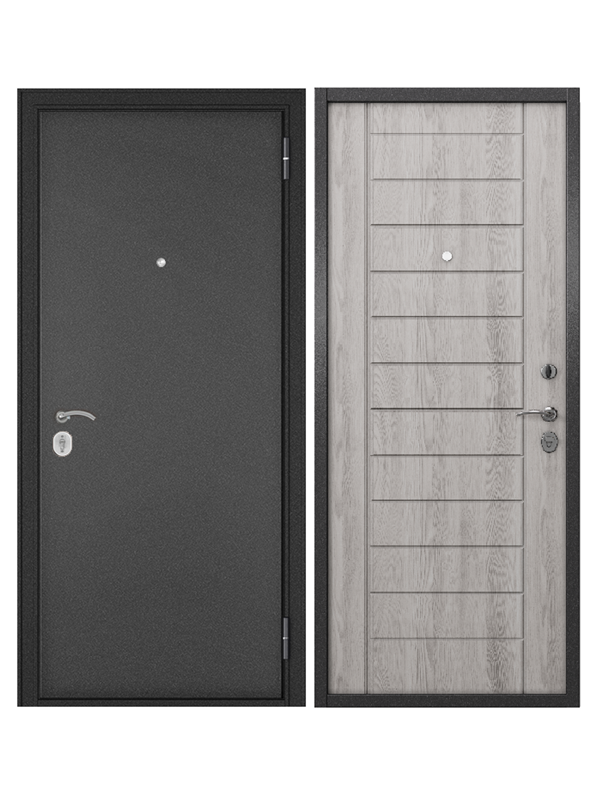 Изображение товара Входная дверь Эталон Home Eco 137 левый 190x96см цвет антрацит булке/ясень ривьера айс