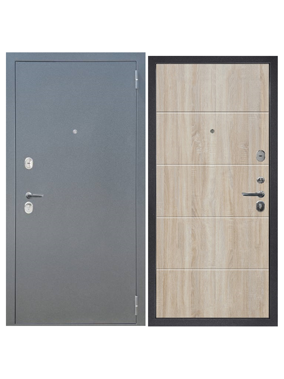 Изображение товара Входная дверь Эталон А-2 левый 205x96см цвет графит букле/дуб сонома светлый