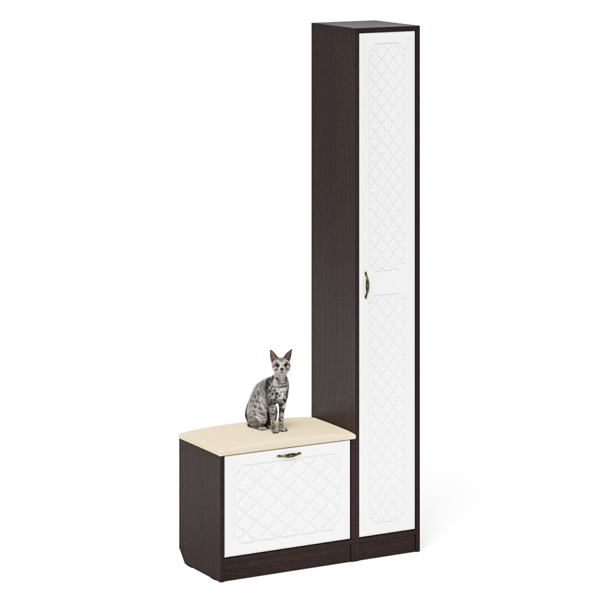 Изображение товара Комплект мебели для прихожей Мебельный двор № 19-Ромб 90x210x35 см ЛДСП цвет венге/белое дерево